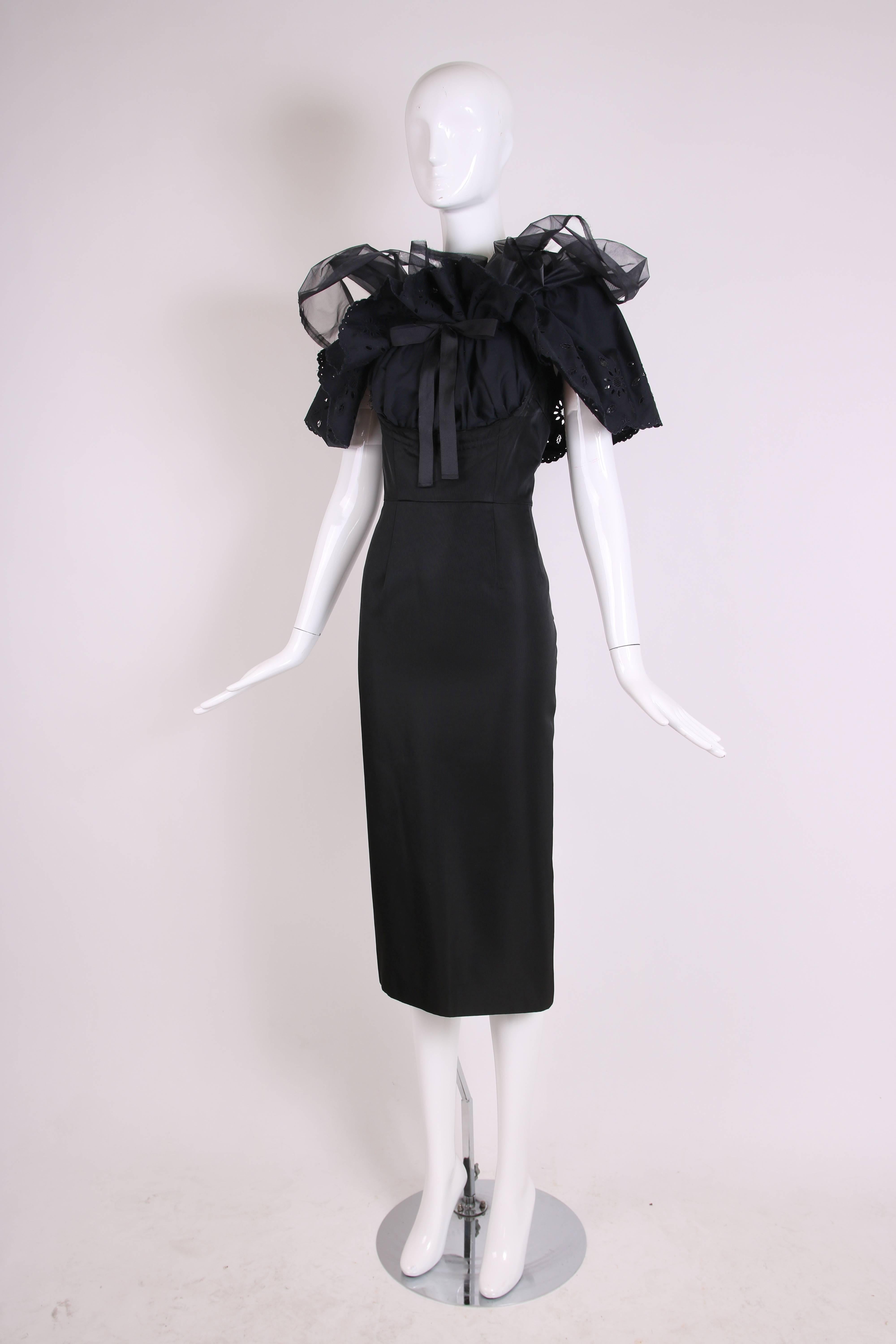 2001Comme Des Garcons Black Sleeveless Cocktail Dress w/Dramatic Gathered Collar In Excellent Condition In Studio City, CA