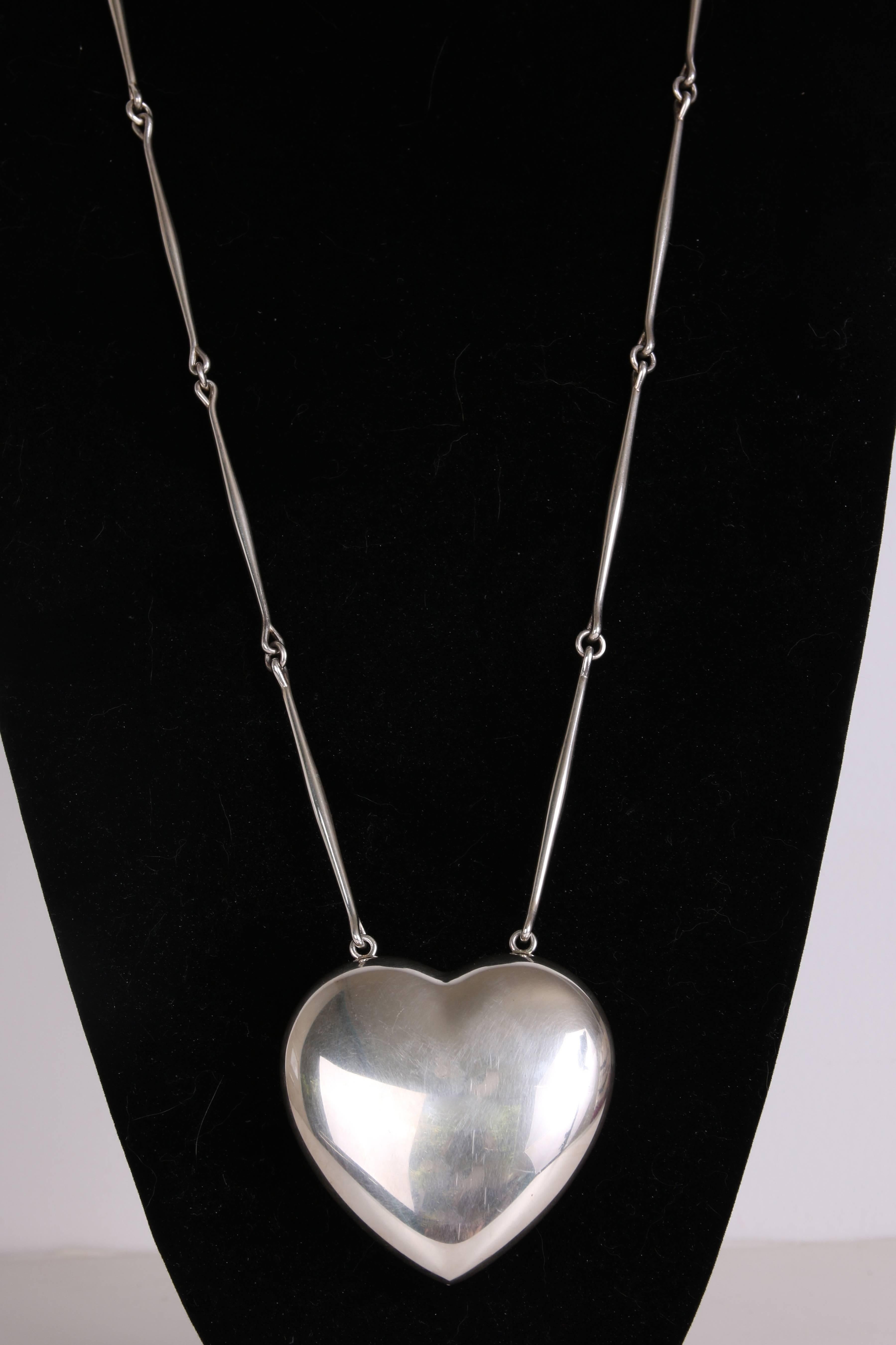 Georg Jensen sterling silver puffy heart necklace designed by Astrid Fog - necklace was titled, 