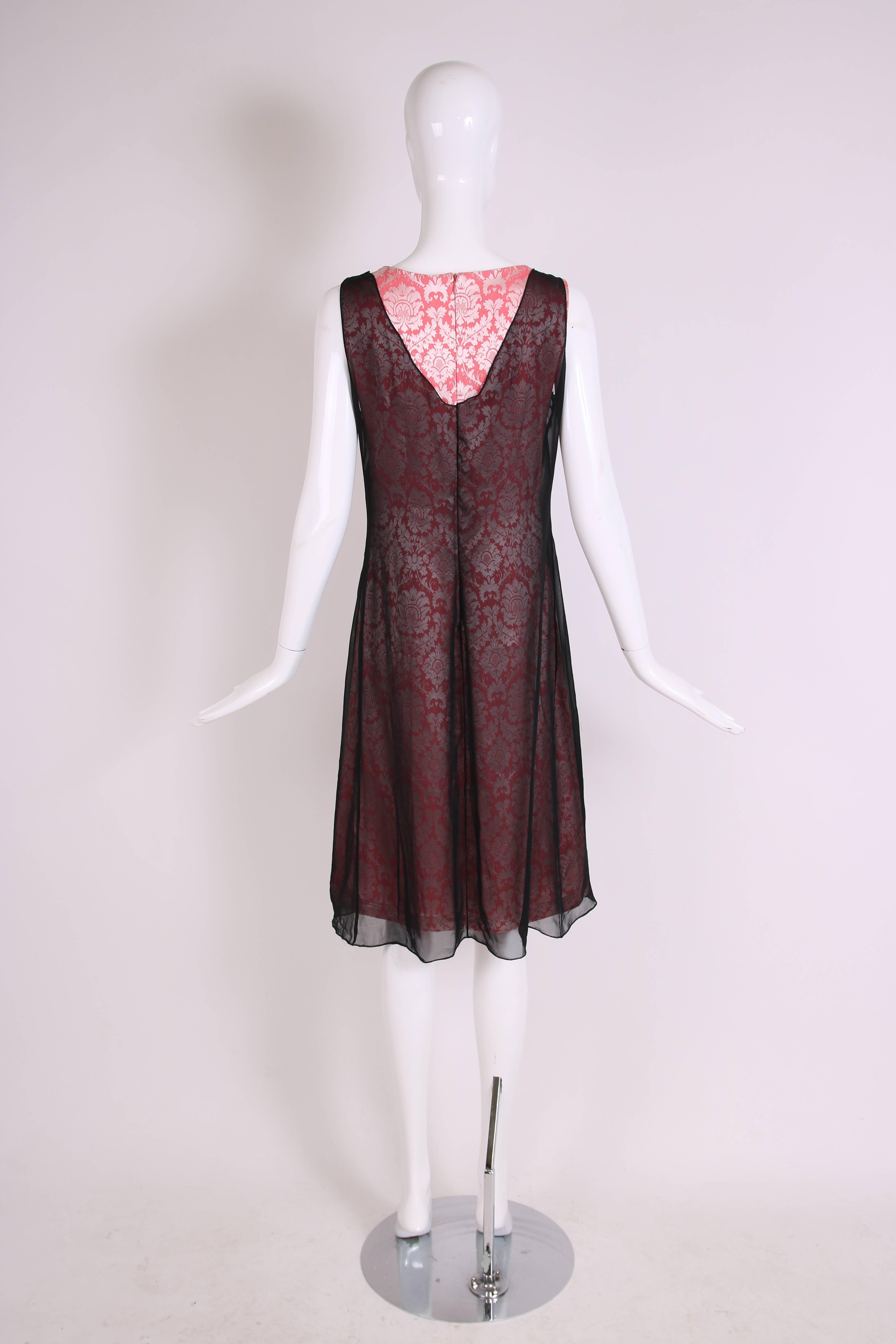 Rare Alexander McQueen Sleeveless Brocade Dress W/Sheer Black Overlay Ca. 1996 For Sale 2