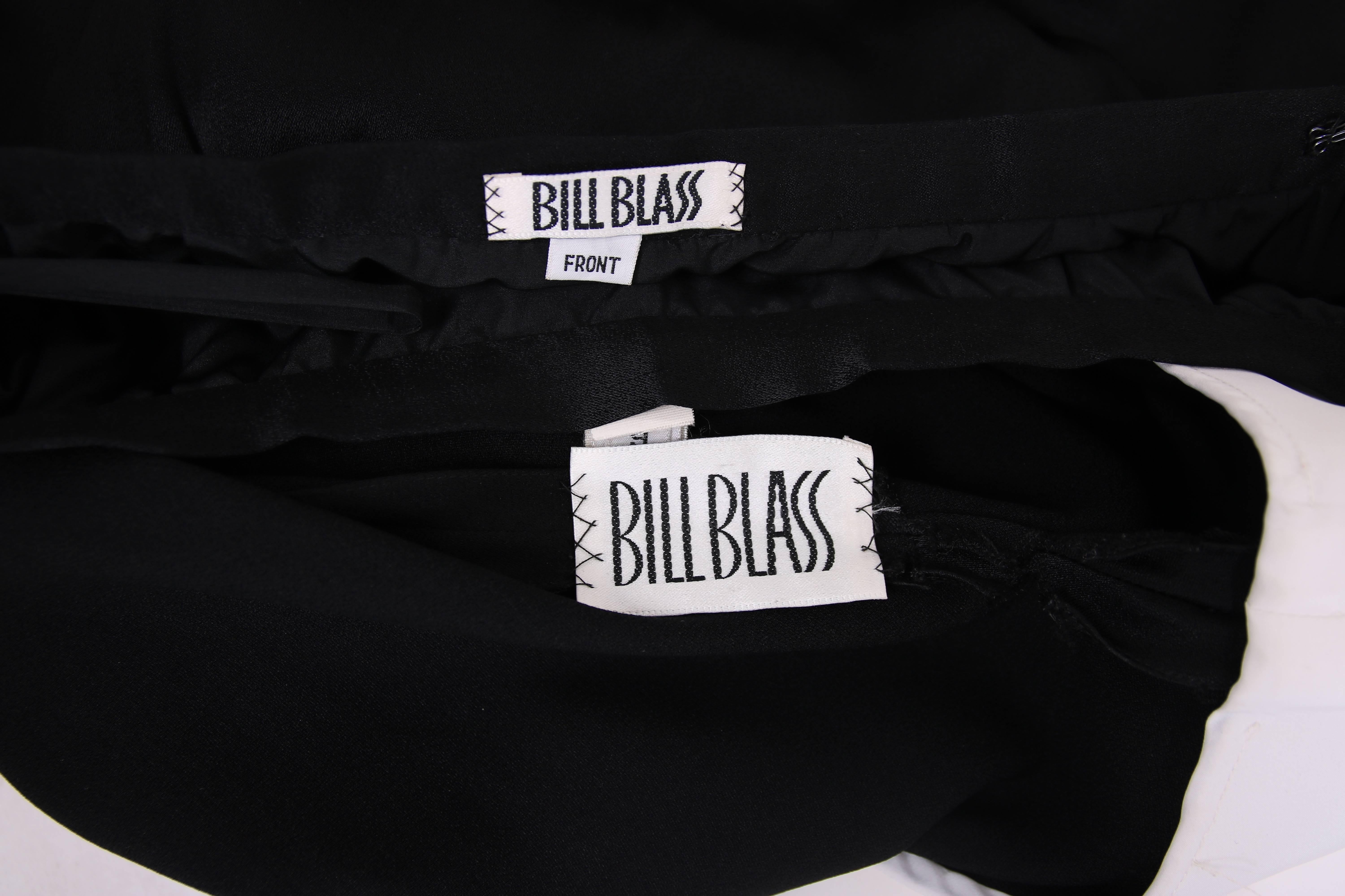 1970's Bill Blass Black & White Silk Asymmetrical Blouse & Skirt Ensemble Set 3