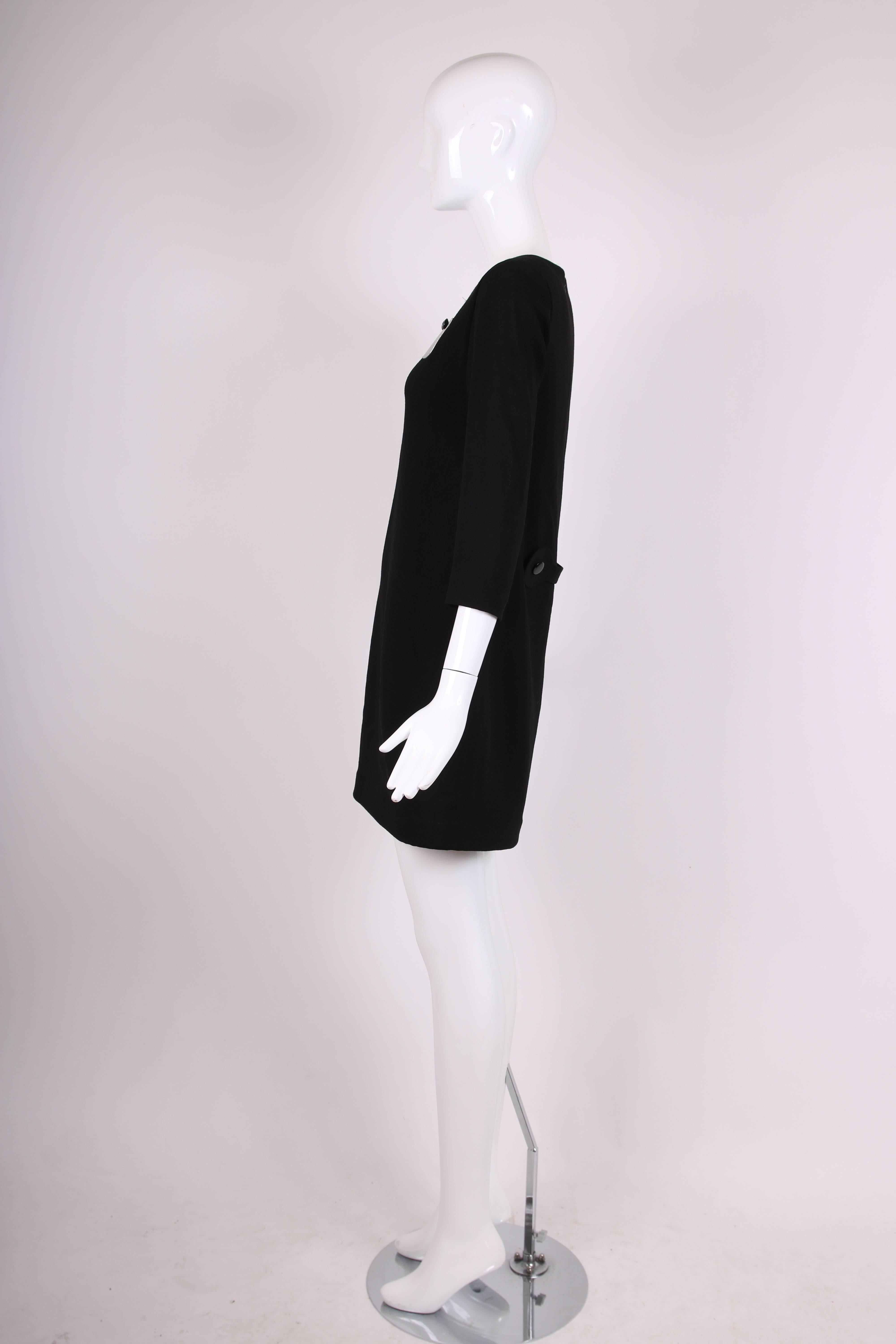 Women's Pierre Cardin Haute Couture Mod Black Cocktail Dress w/Silver Pleather Pockets