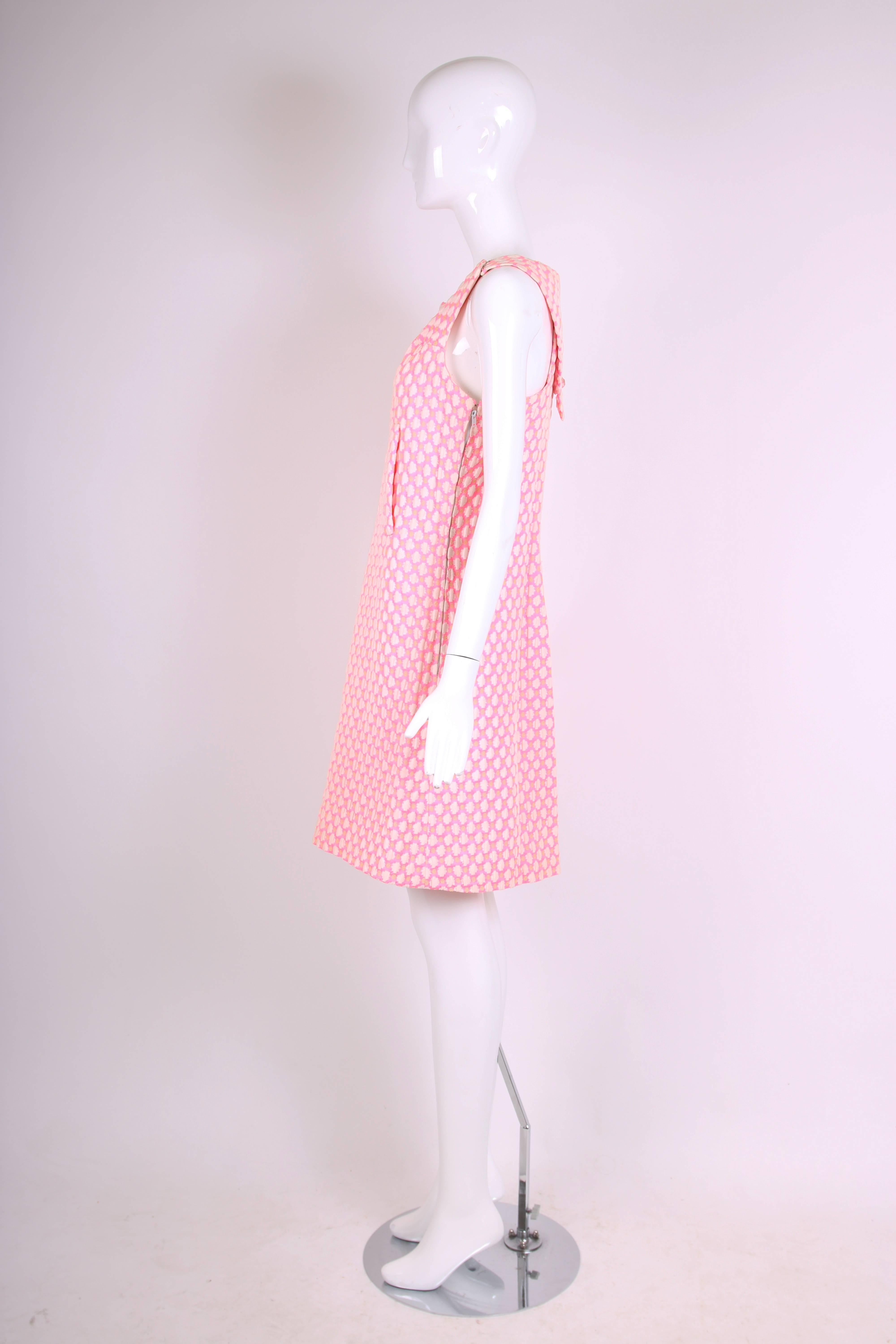 Pink 1960's Guy Laroche by Maria Carine Sleeveless Mod Knee-Length Shift Day Dress 