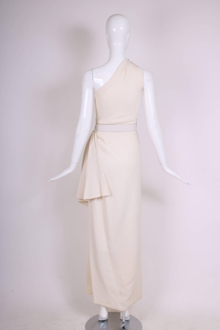 Yves Saint Laurent Ivory Single Shoulder Evening Gown w/Thigh-High Slit ...
