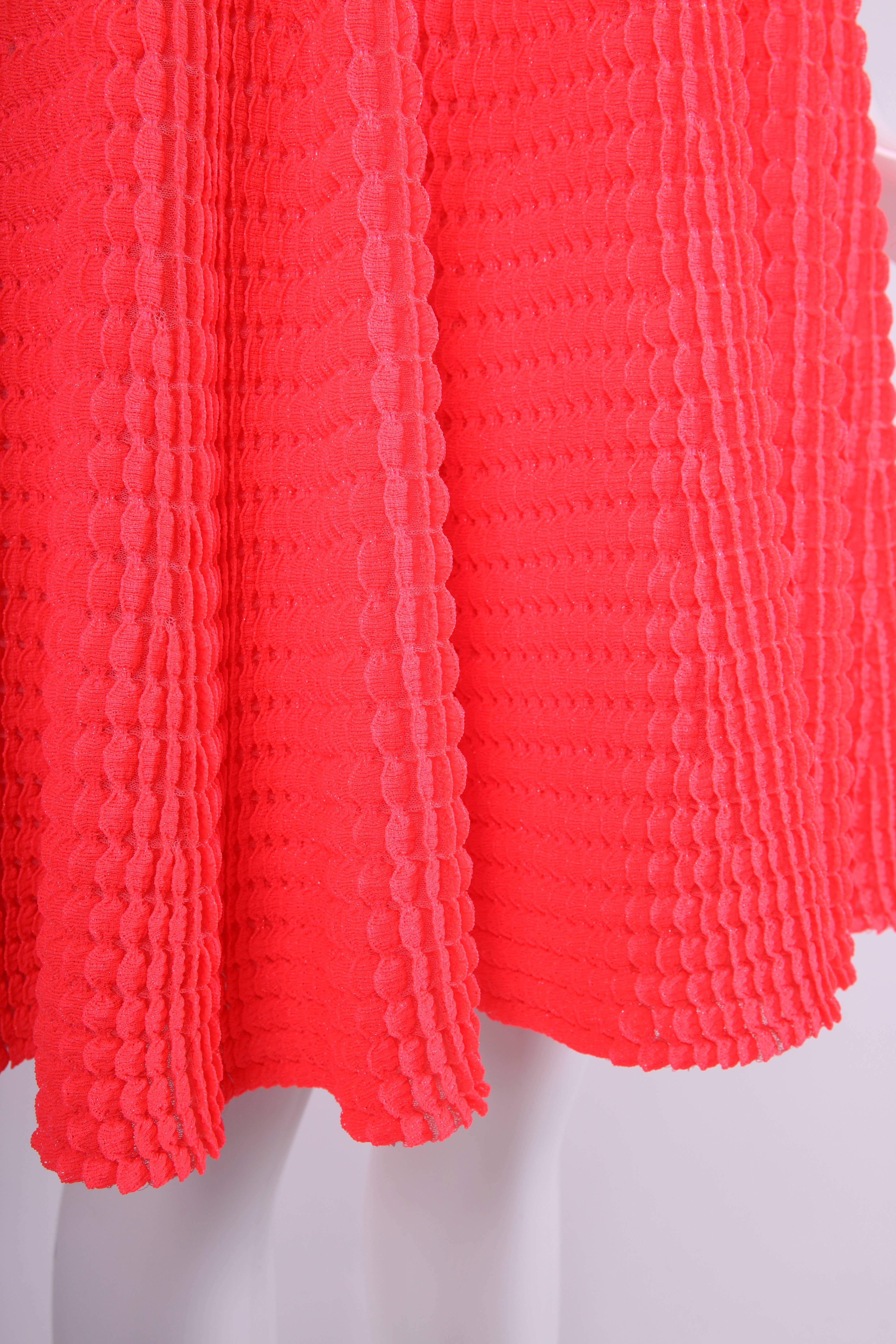 2013 Christian Dior by Raf Simons Neon Pink Textured Stretch Cocktail Day Dress 3