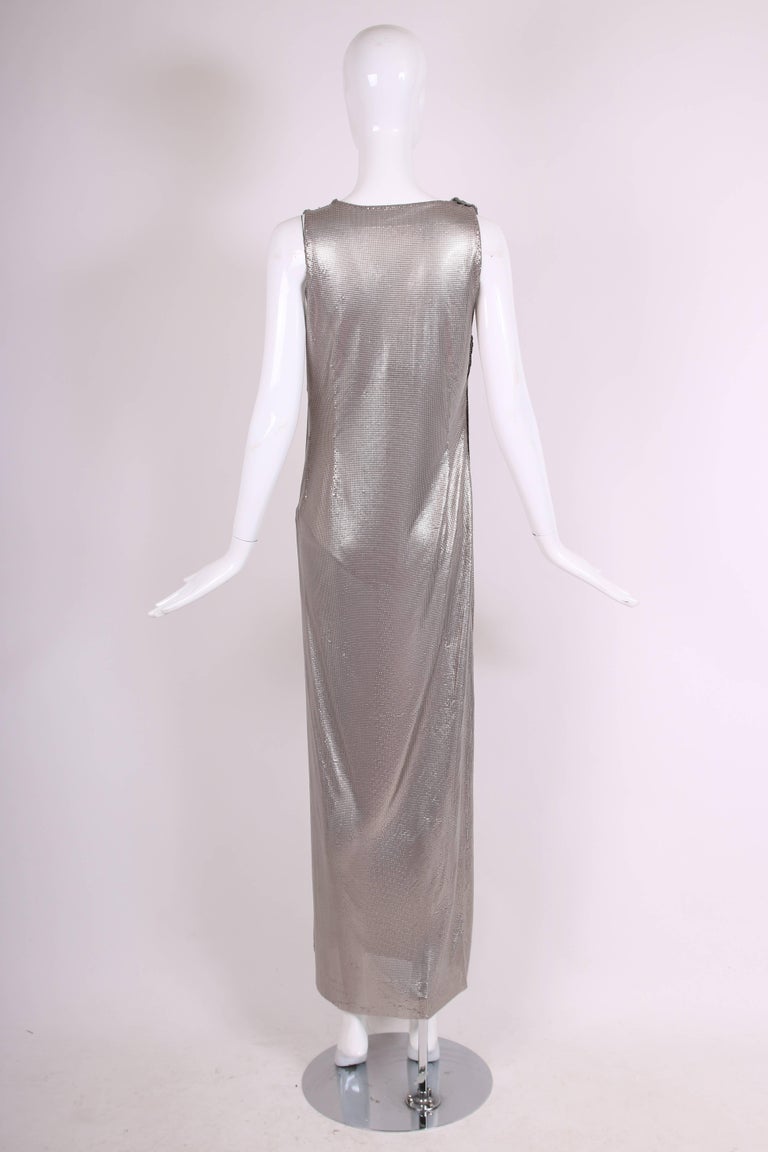 Gianni Versace Couture Oroton Silver Chainmail Gown w/Thigh-High Slit ...