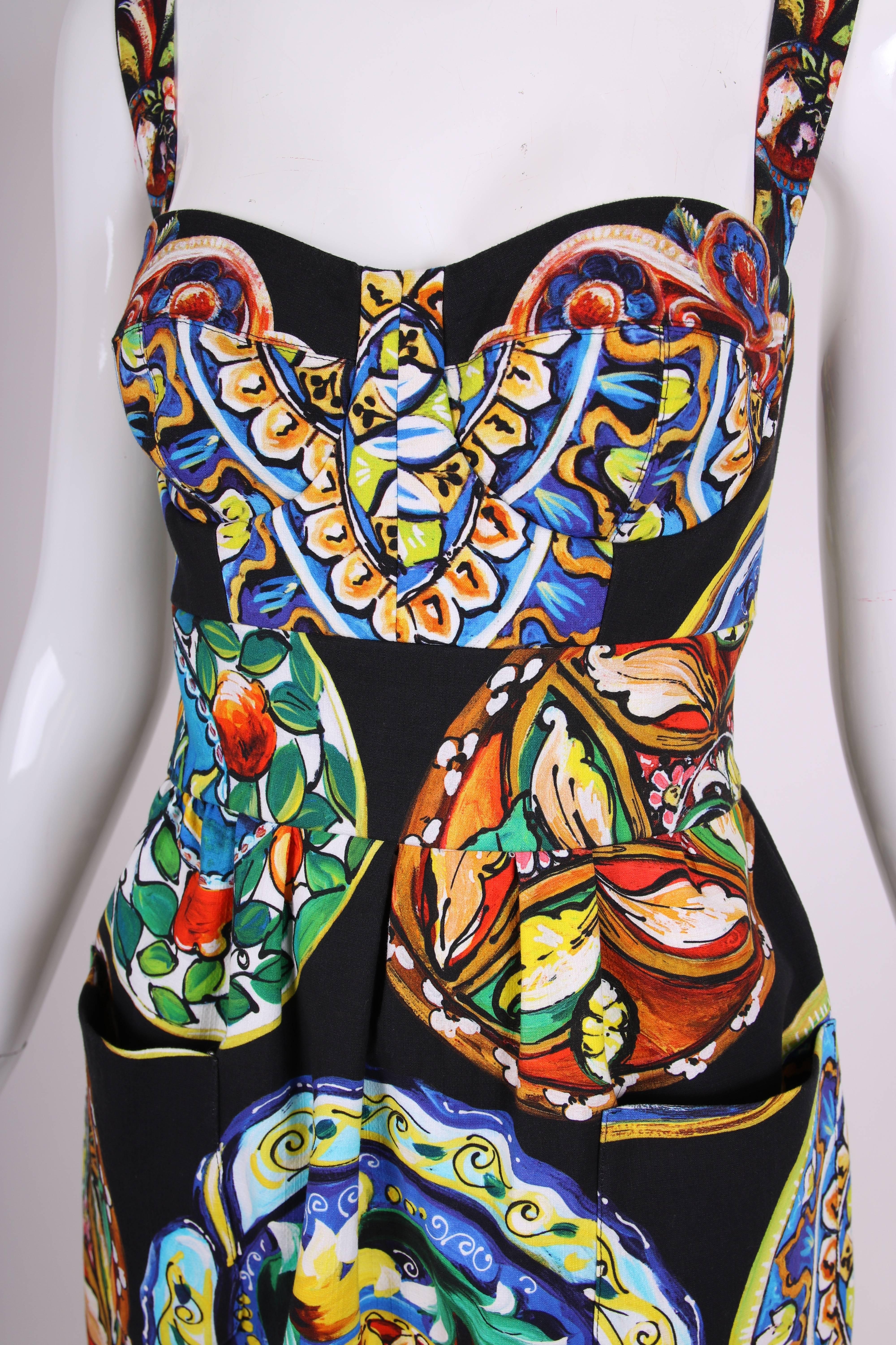 2013 Dolce & Gabbana Cotton Printed Bustier Dress - NWT 1