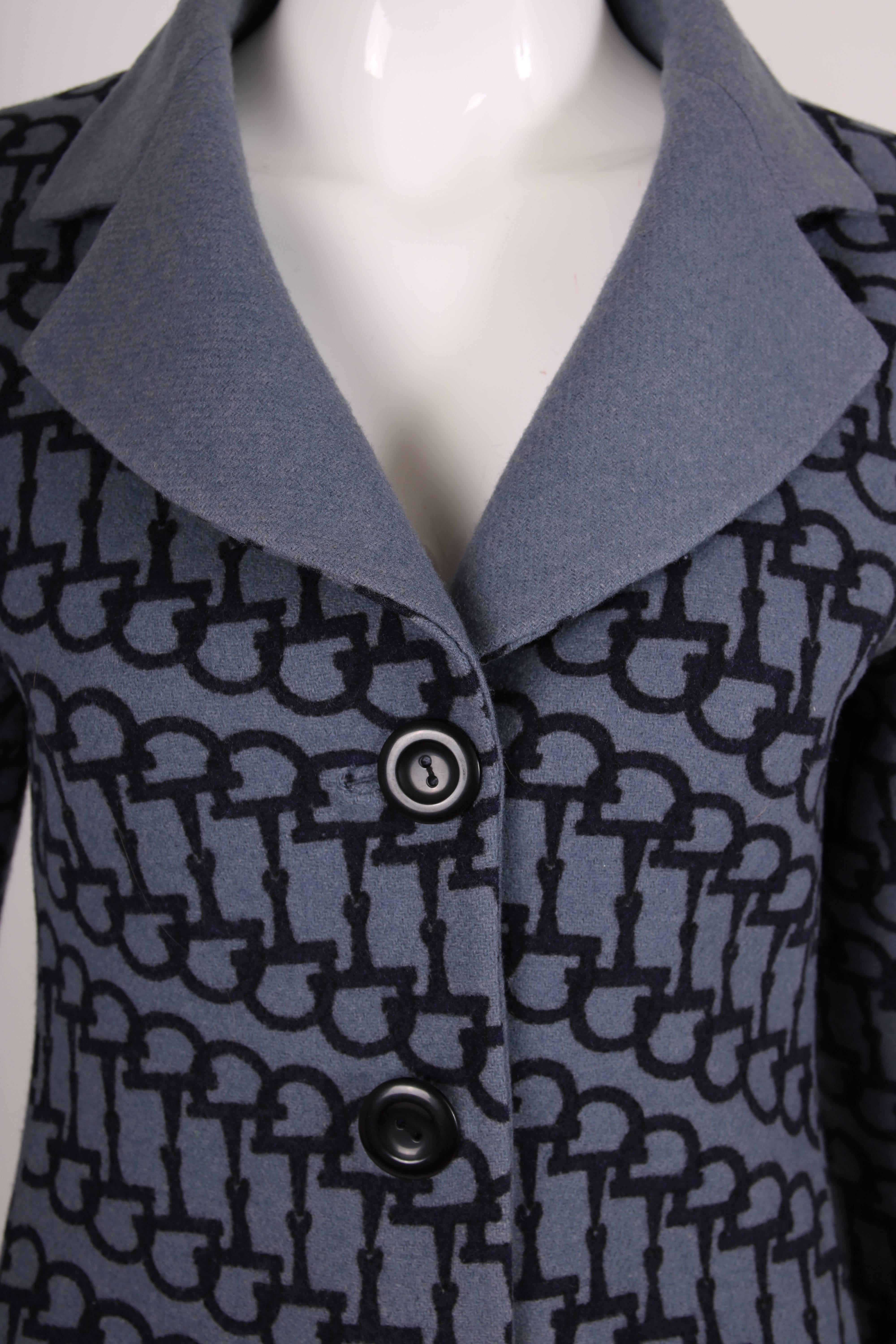 1970's Gucci Horsebit Print Reversible Jacket Blazer w/GG Logo Enamel Buttons 1