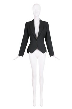 1991 Azzedine Alaia Black Wool Fitted Jacket Blazer
