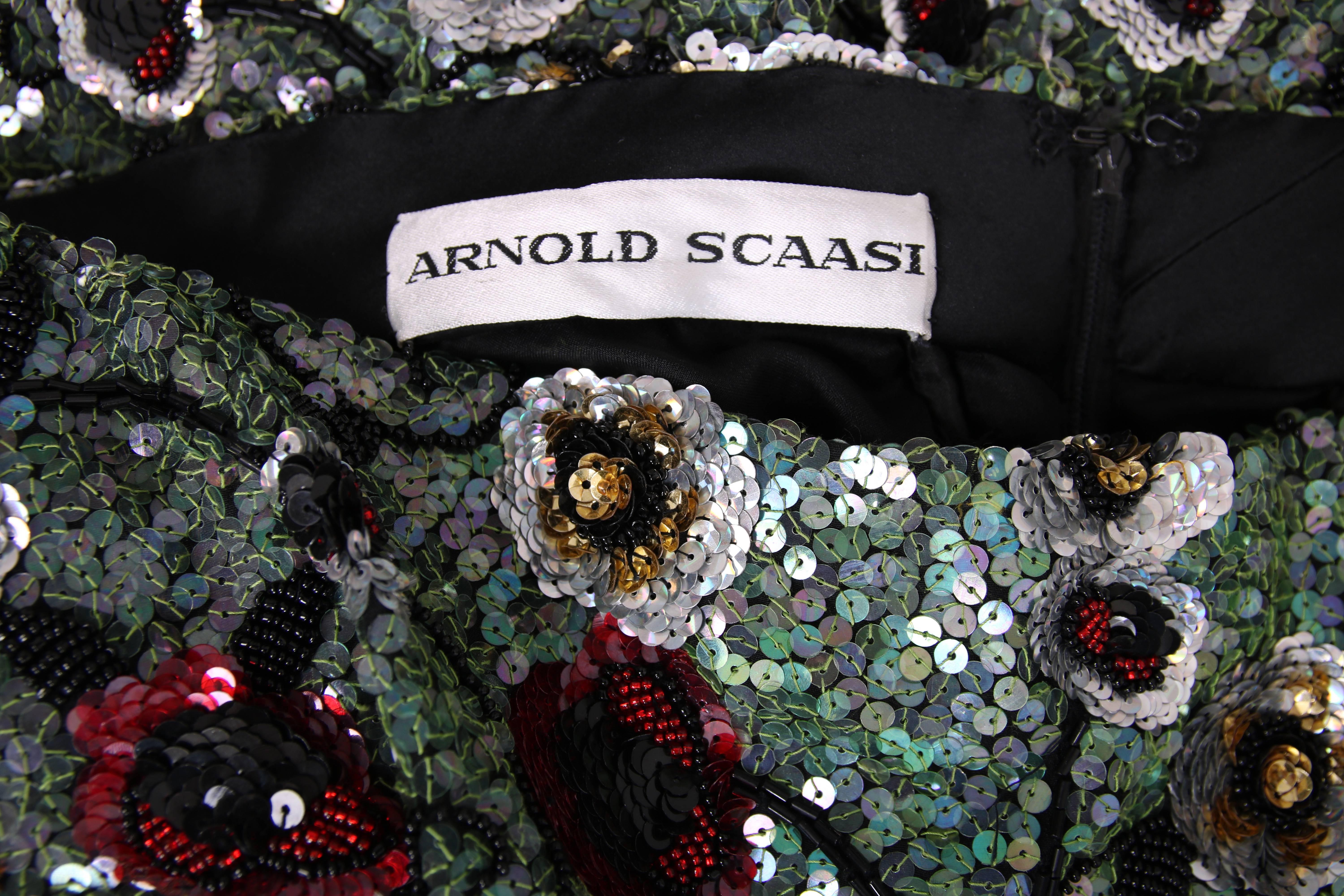 Arnold Scaasi Couture Floral Beaded and Sequined Evening Gown 2