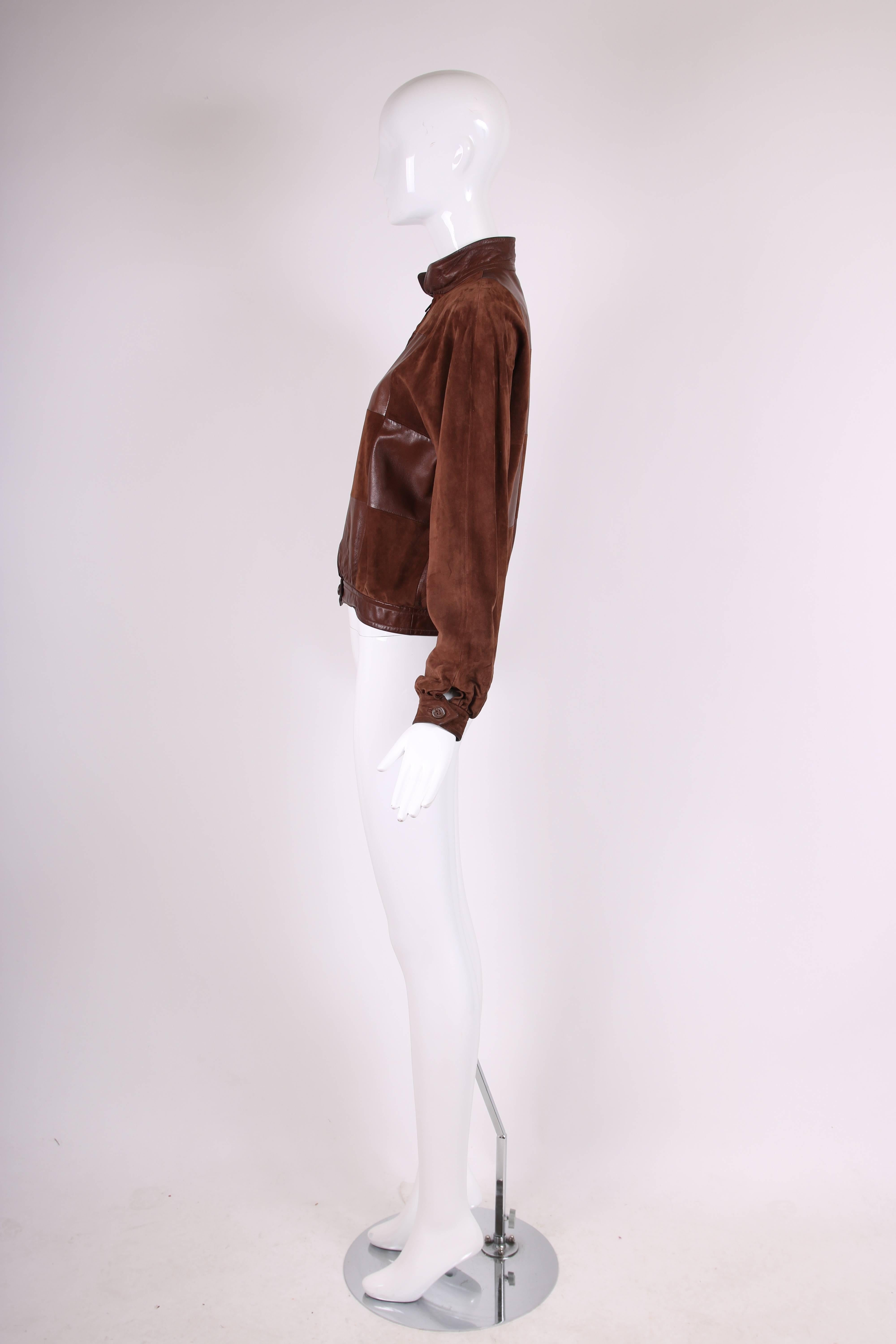 Women's 1970's Gucci Brown Suede & Leather Patchwork Jacket