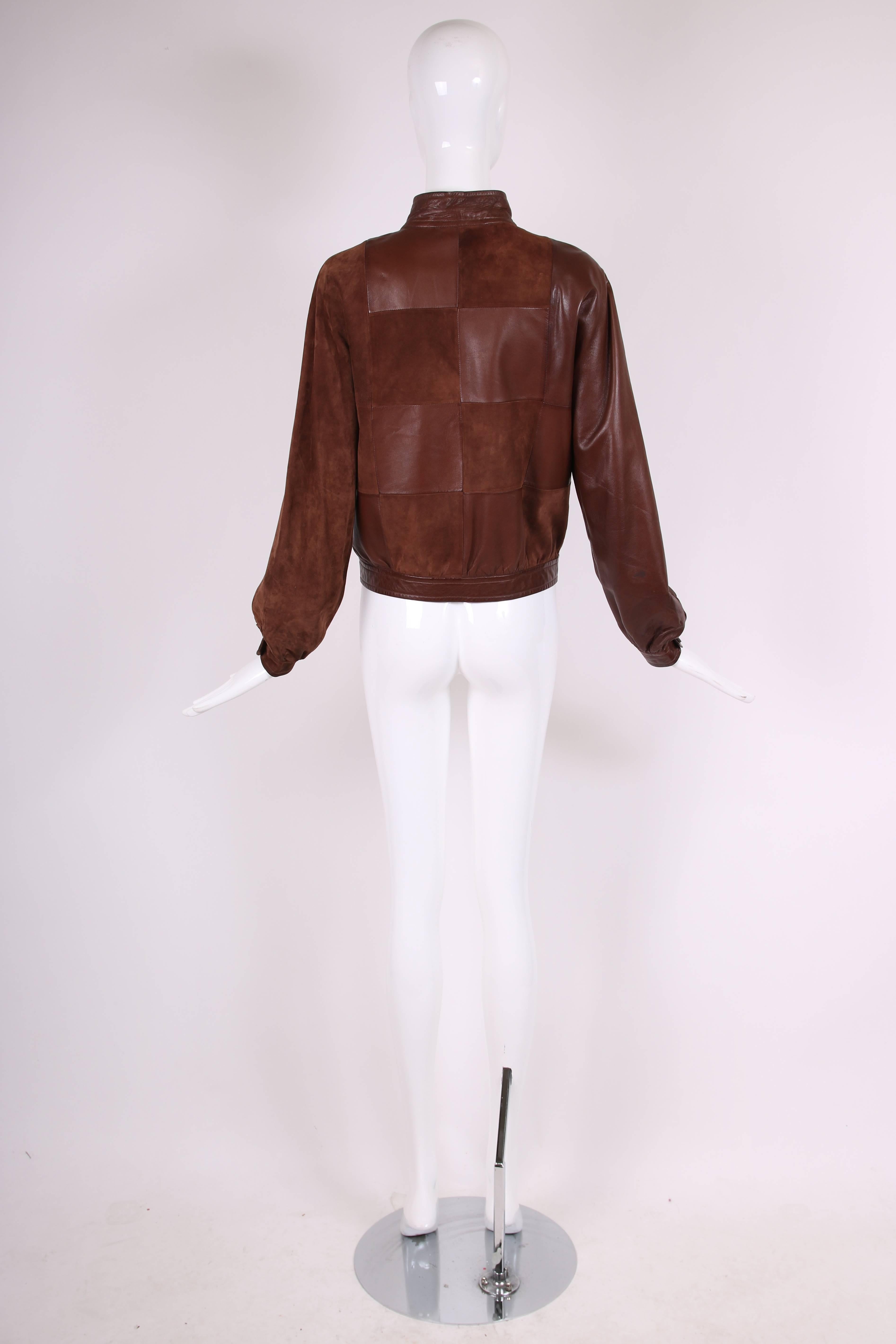 1970's Gucci Brown Suede & Leather Patchwork Jacket 1