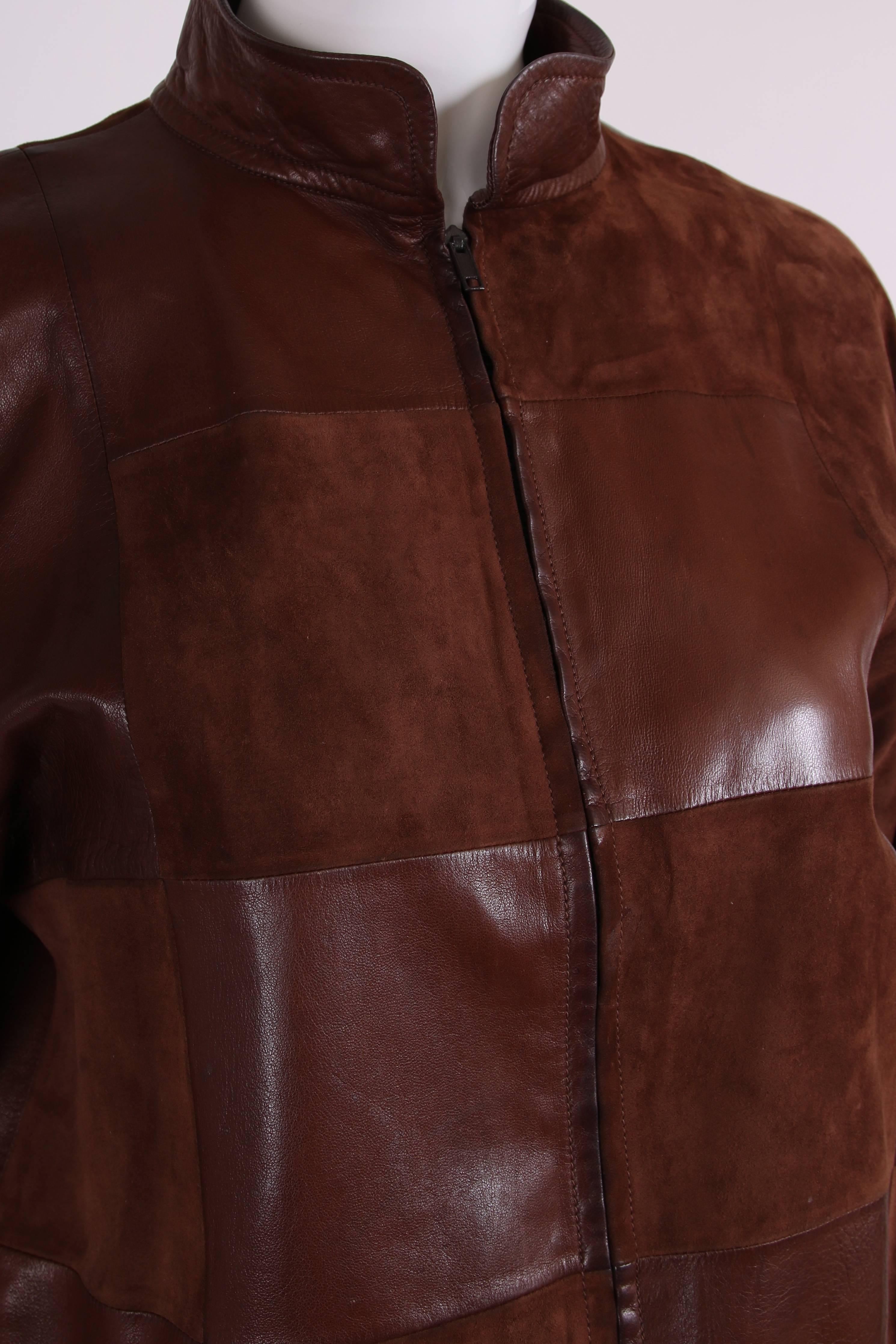 1970's Gucci Brown Suede & Leather Patchwork Jacket 2