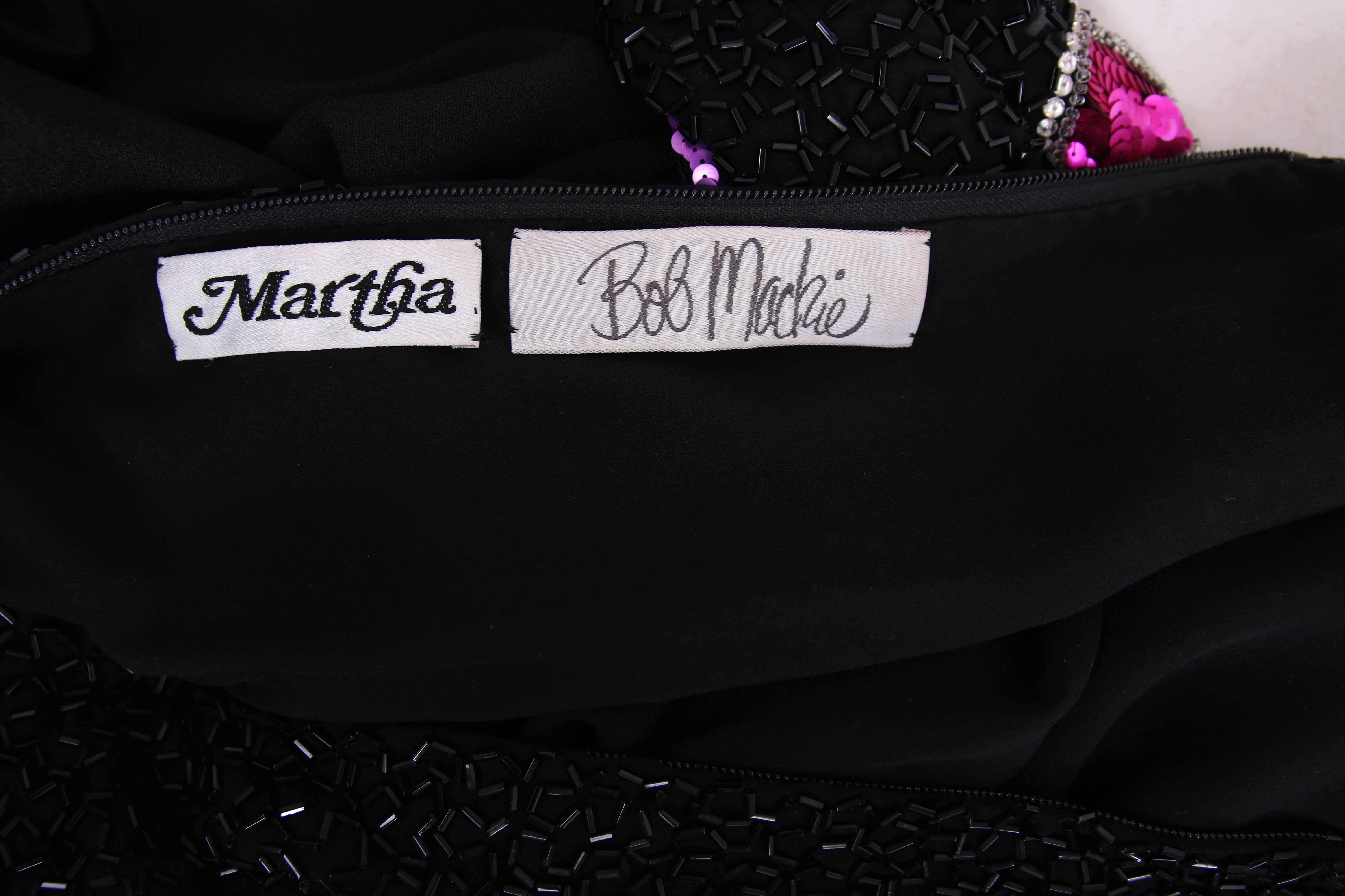 Bob Mackie Beaded & Sequined Evening Gown w/Black Silk Satin Draped Skirt 2