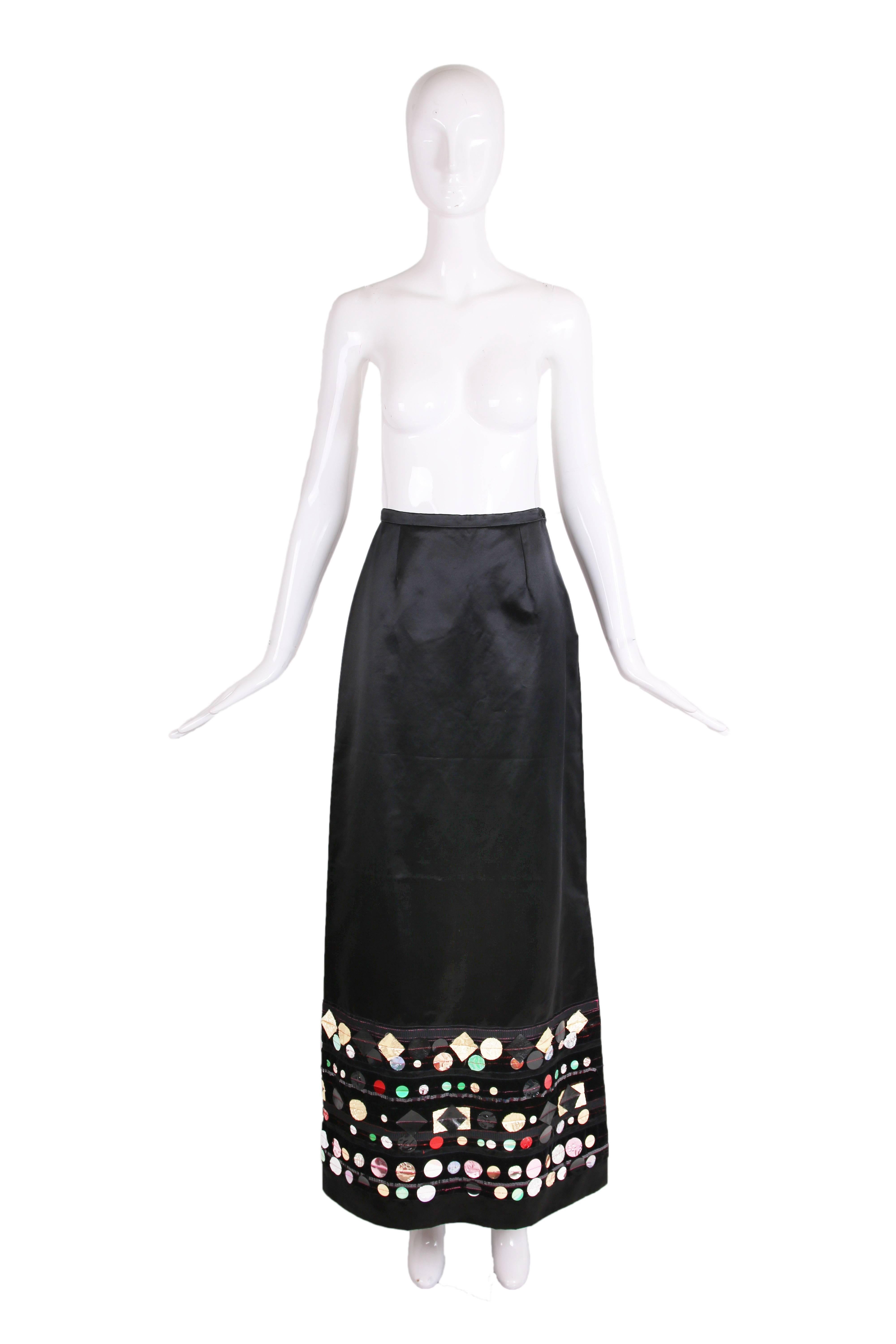 Christian Lacroix Black Satin Cropped Top and Metallic Embellished Maxi Skirt  1