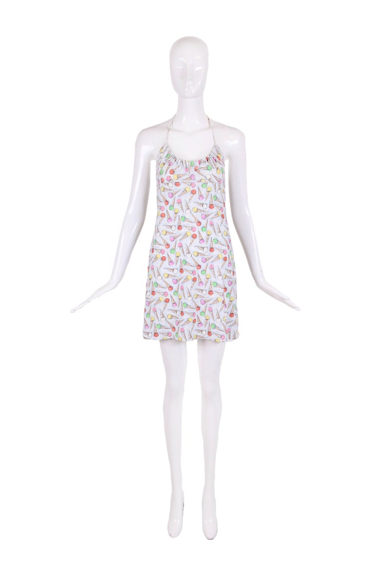 Chanel Stretch Halter Mini Sun Dress with Chanel Ice Cream Cone Print, 2004