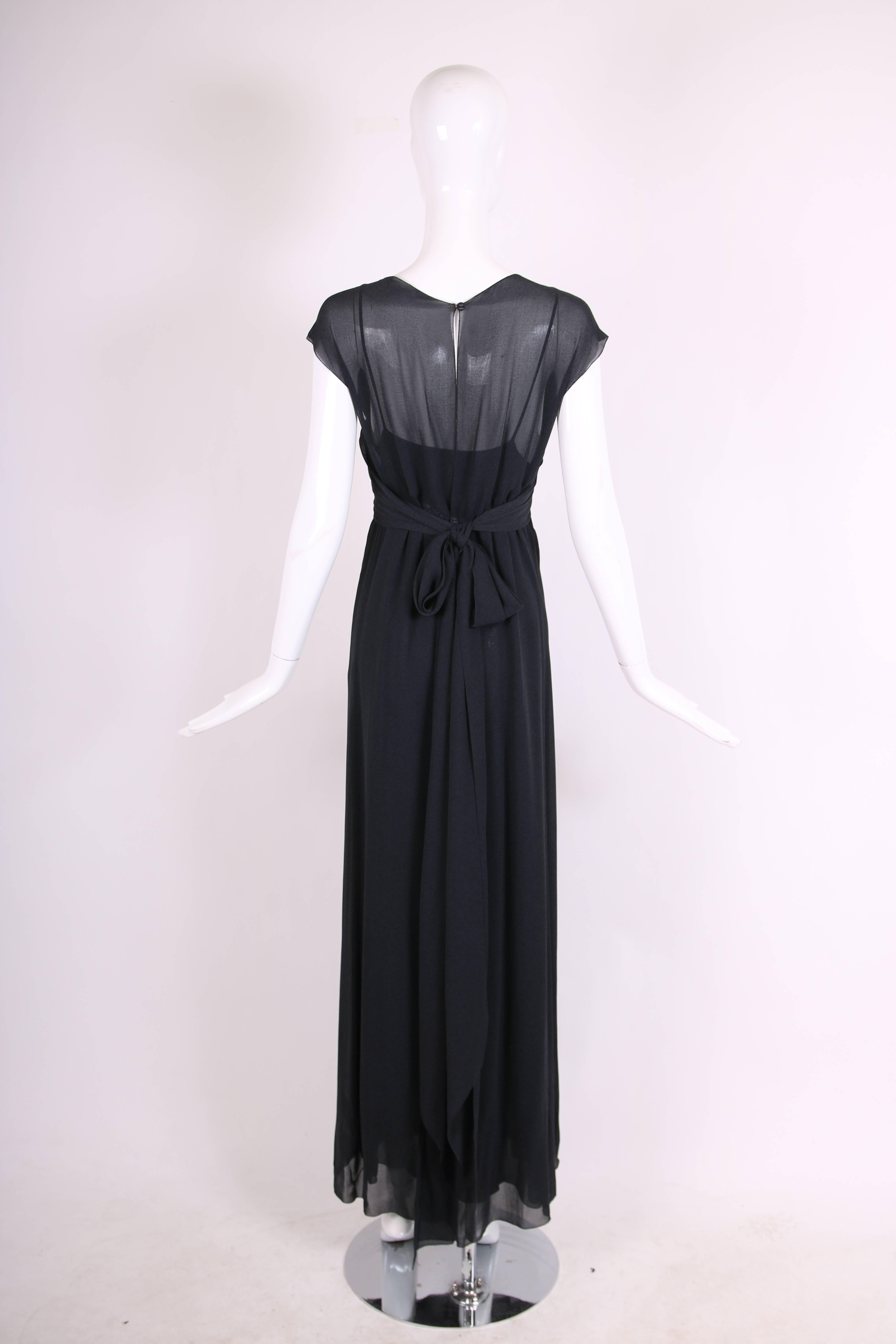 Chanel Slate Gray Crepe two piece Halter Gown with Overlay, 1998  3