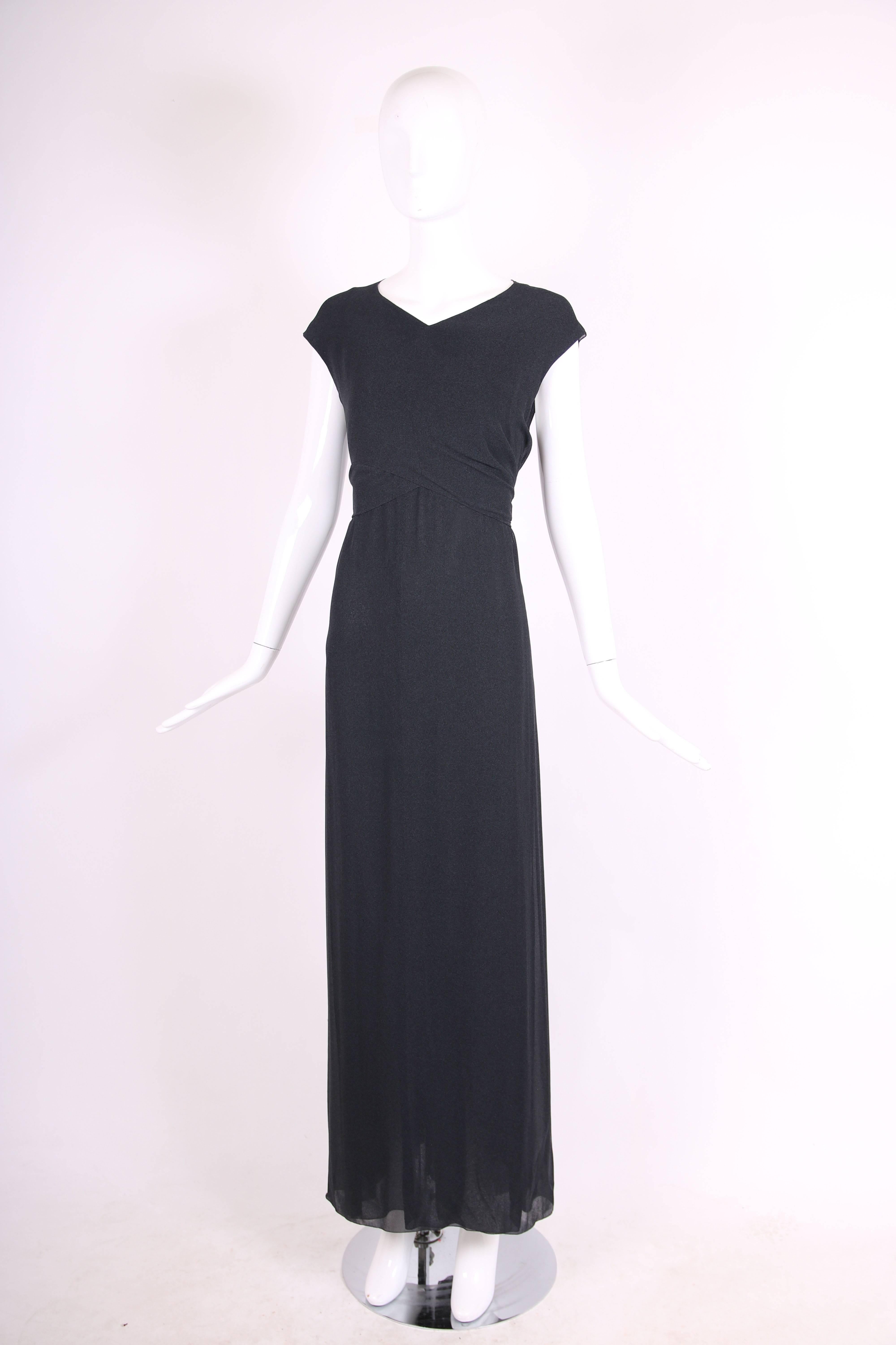 Chanel Slate Gray Crepe two piece Halter Gown with Overlay, 1998  In Excellent Condition In Studio City, CA