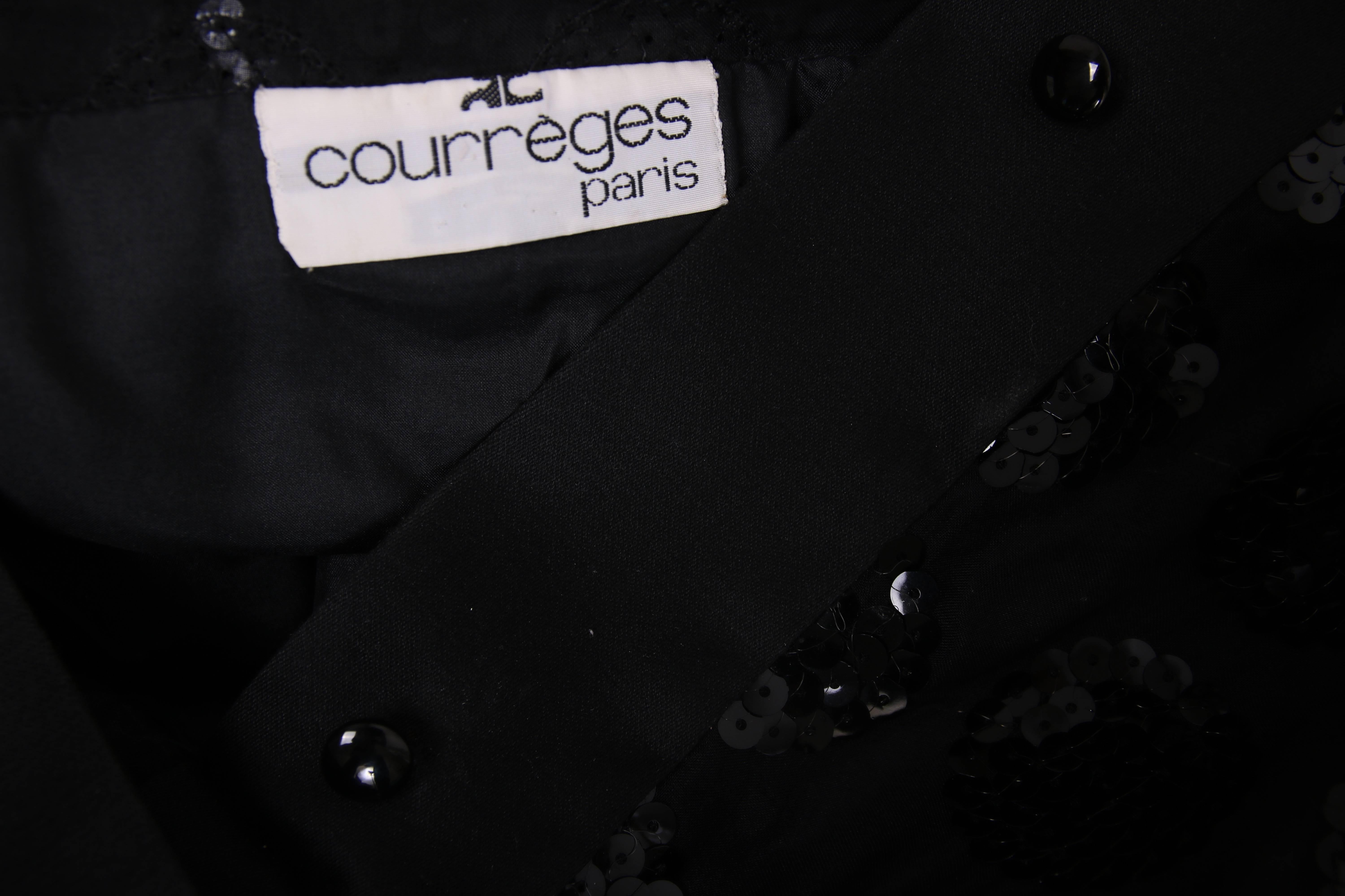 Courreges Black Mini Dress with Sheer Bodice and Pattern of Circular Sequins 3