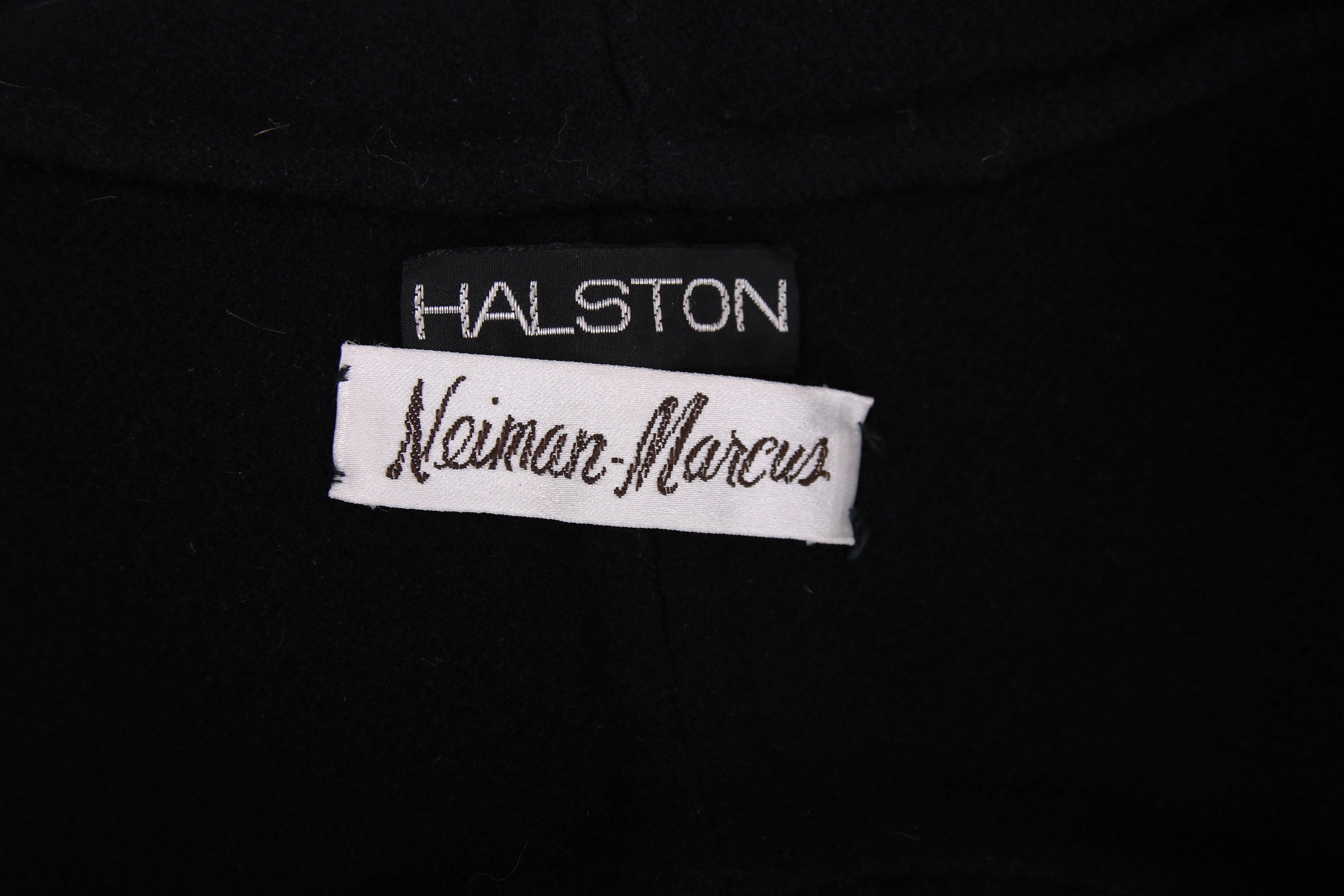 Women's 1970's Halston Double-Breasted Black Wool Coat