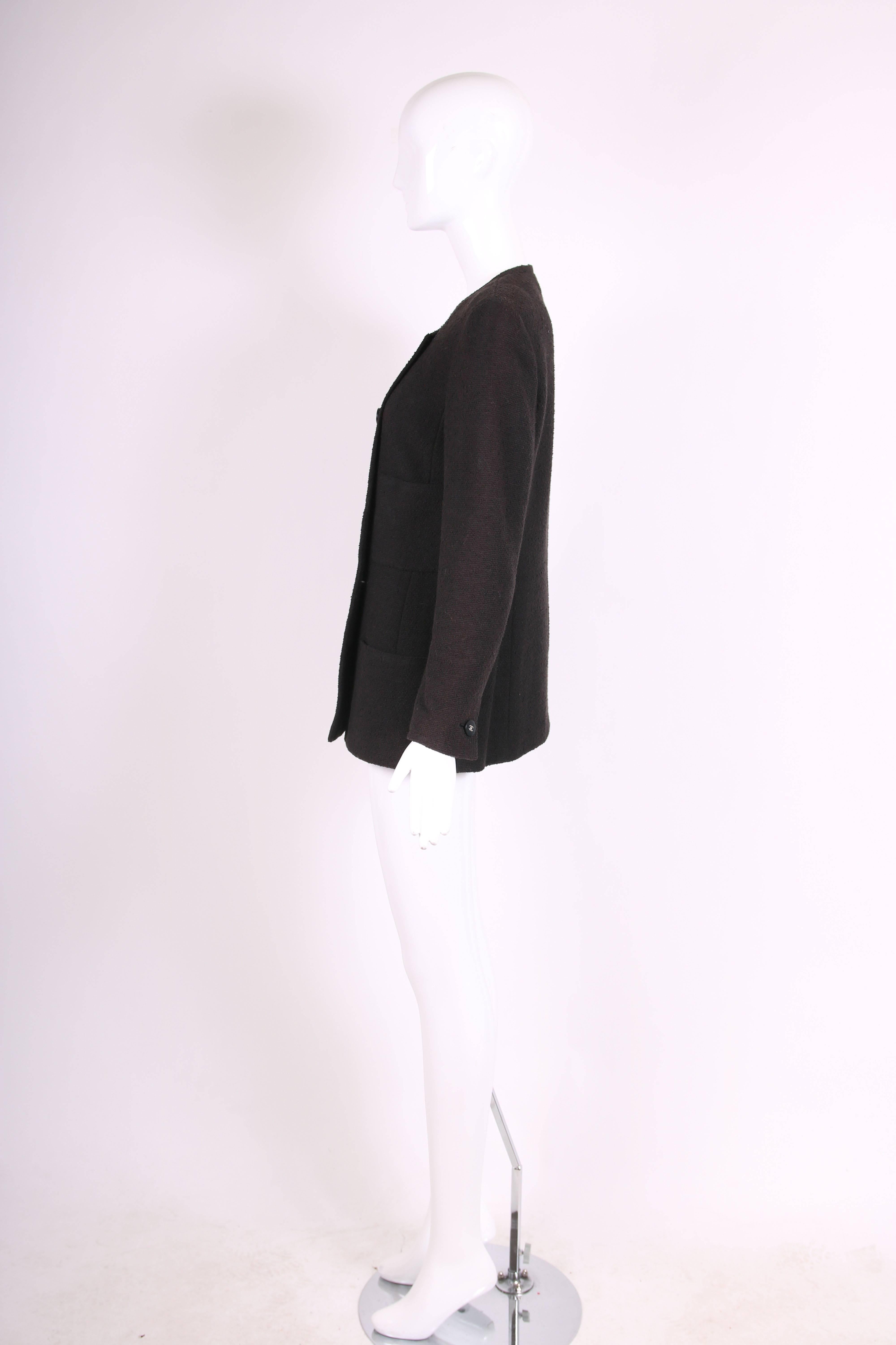 Women's 1998C Chanel Black Cotton Boucle Jacket w/Frontal Pockets & CC Logo Buttons