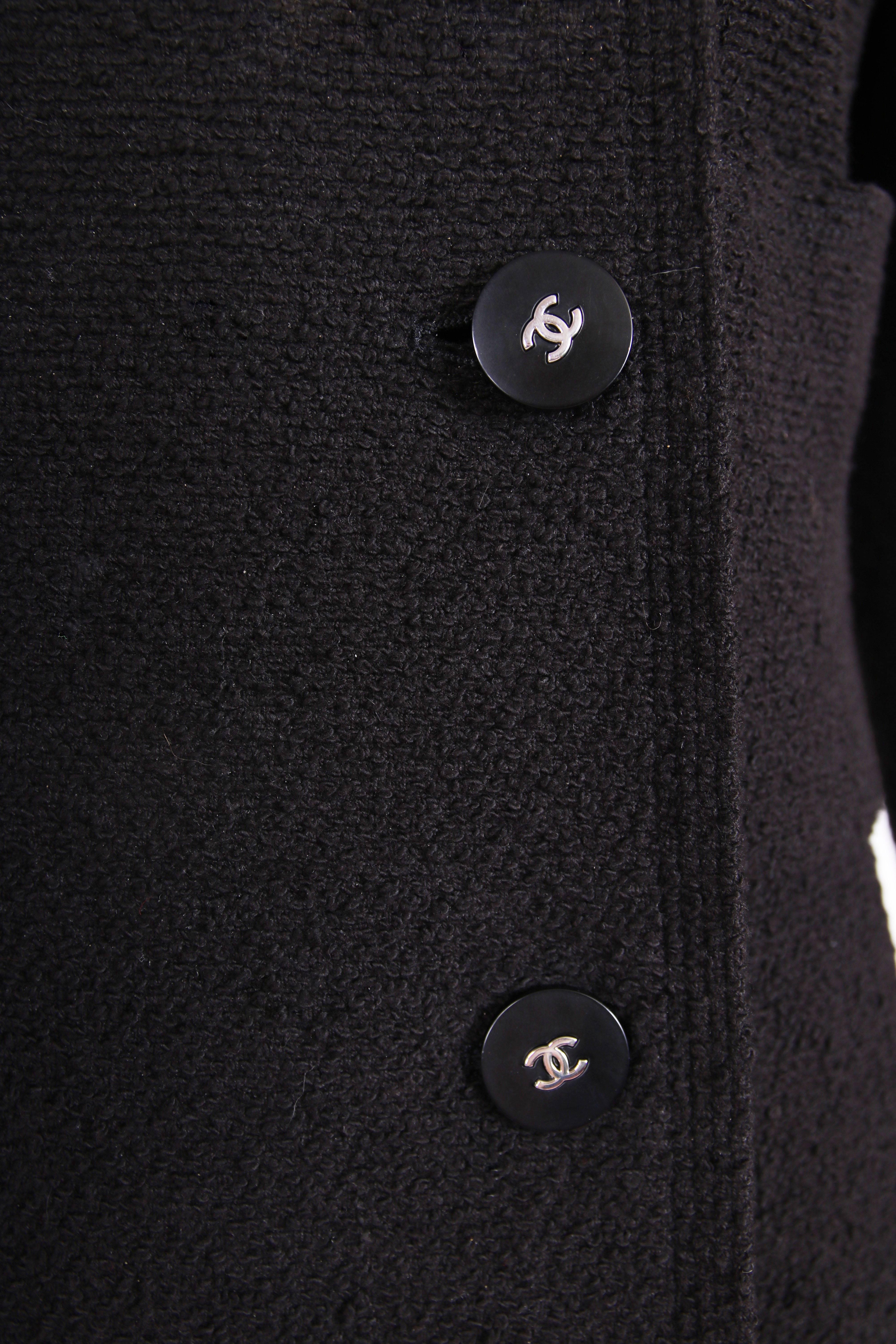 1998C Chanel Black Cotton Boucle Jacket w/Frontal Pockets & CC Logo Buttons 1