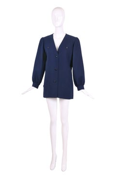 Andre Laug Navy Melton Wool Jacket Top, 1970s