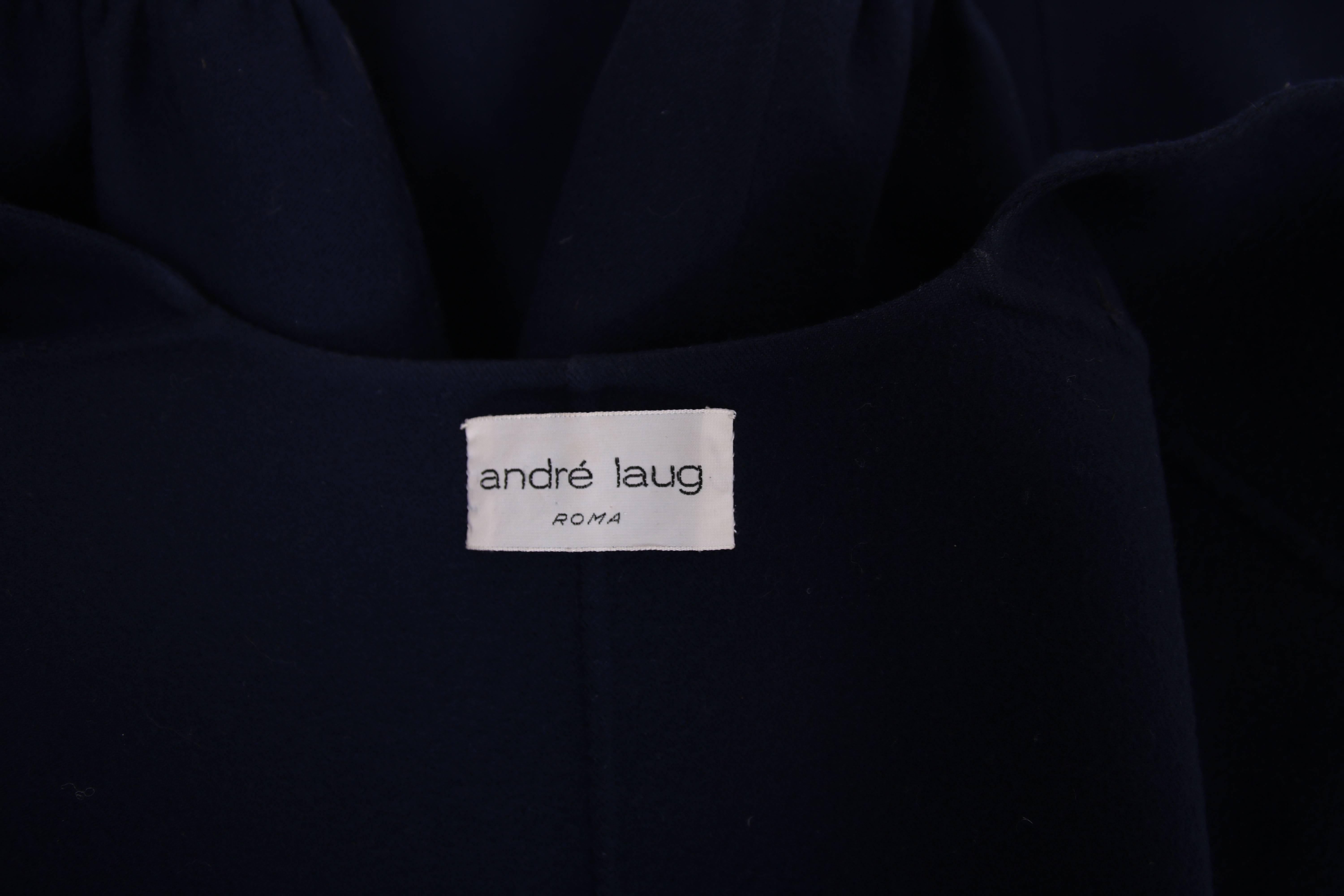 Andre Laug Navy Melton Wool Jacket Top, 1970s  1