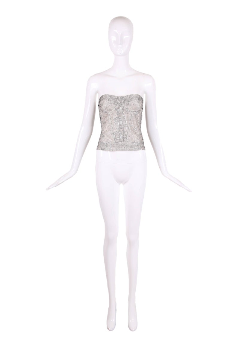 Silver Sweetheart Bustier Metallic Top