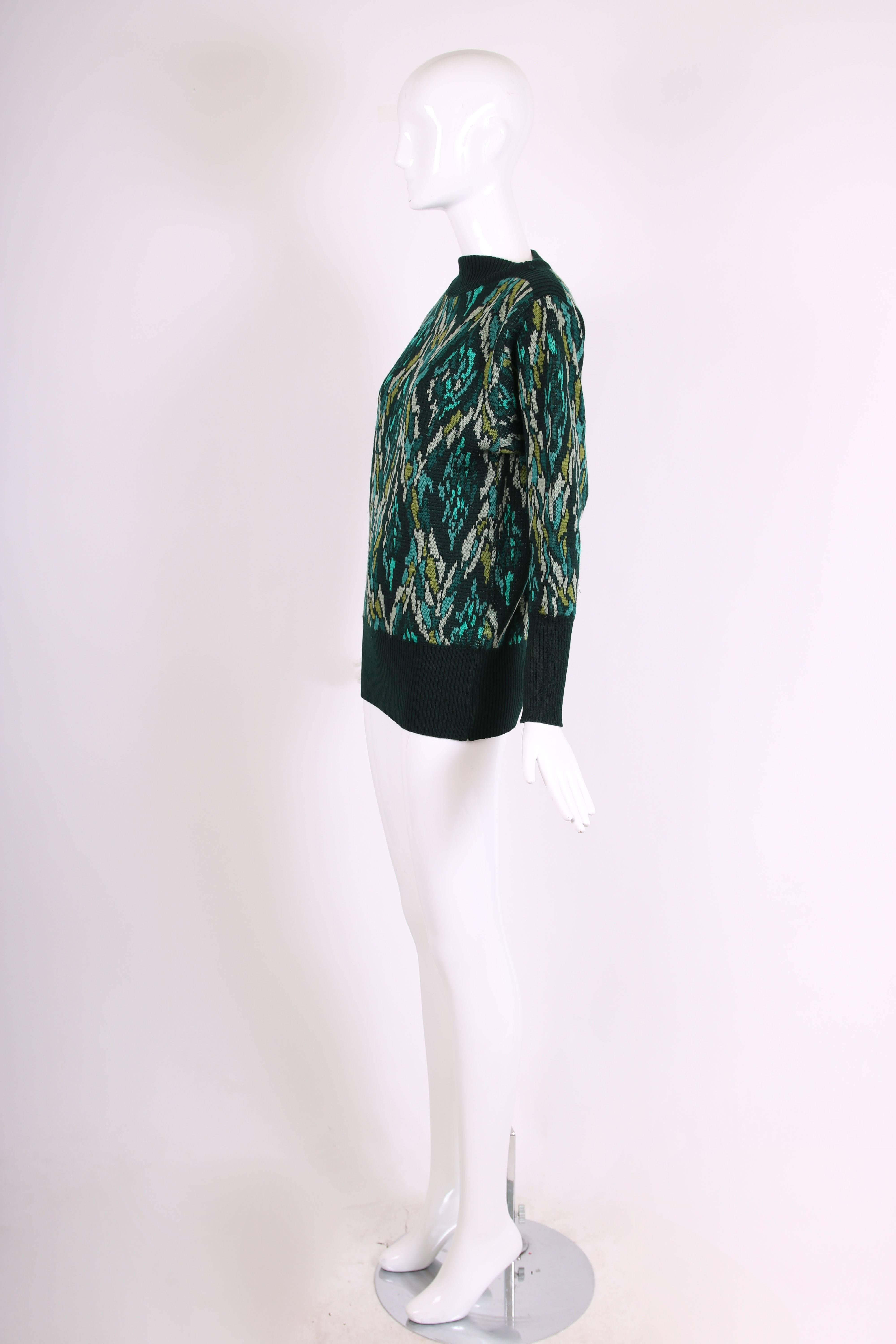 Yves Saint Laurent Vintage Multi-Colored Abstract Pattern Sweater In Excellent Condition In Studio City, CA