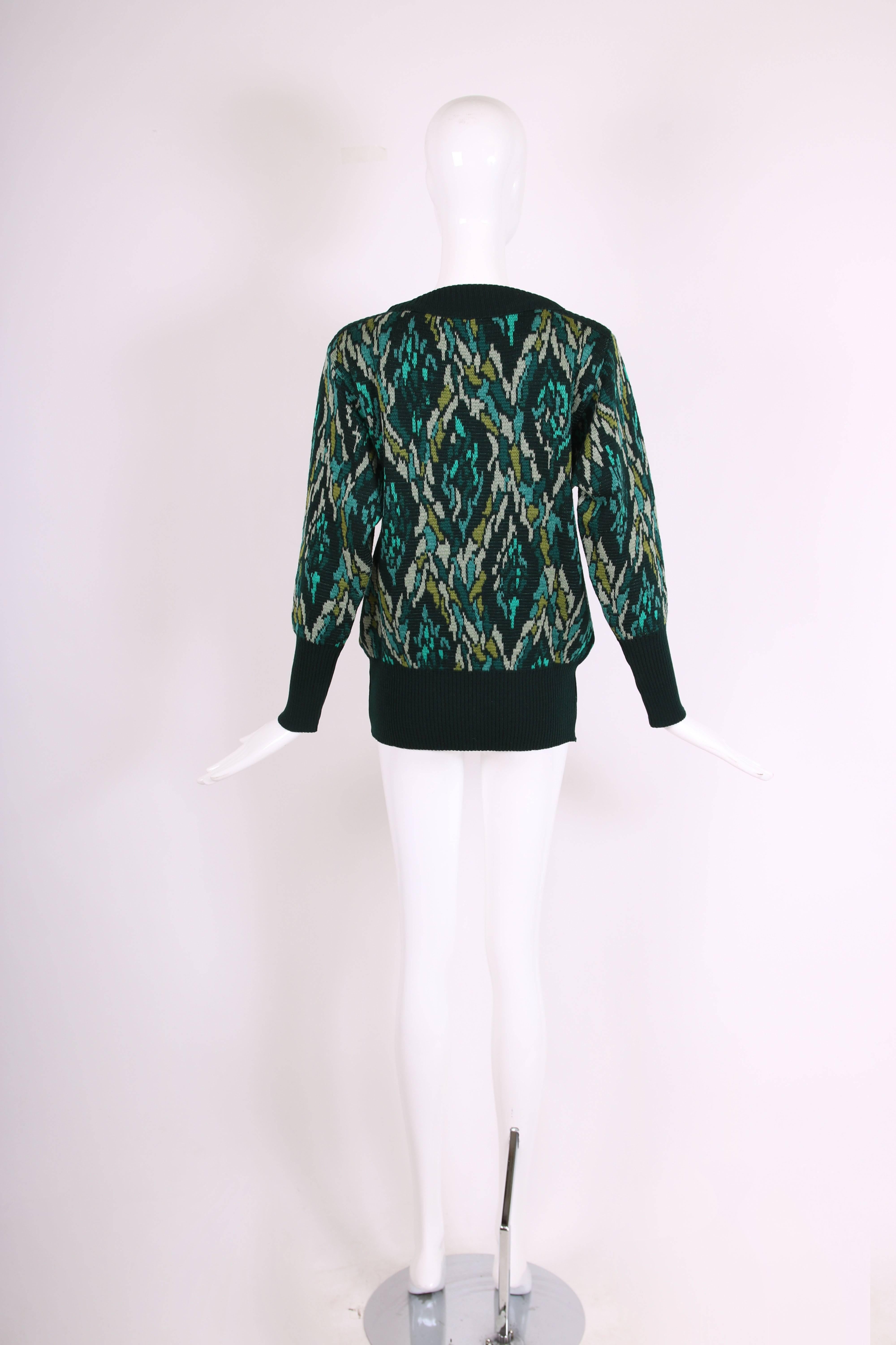 Women's Yves Saint Laurent Vintage Multi-Colored Abstract Pattern Sweater