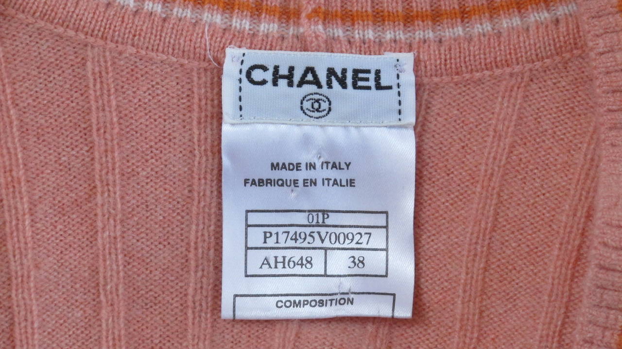 2001 Chanel 100% Cashmere Ribbed Tennis Sweater 1