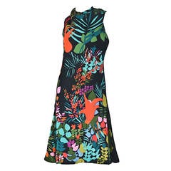 Pauline Trigere Sleeveless Floral Cocktail Day Dress ca. late 1970s/early 1980s 7