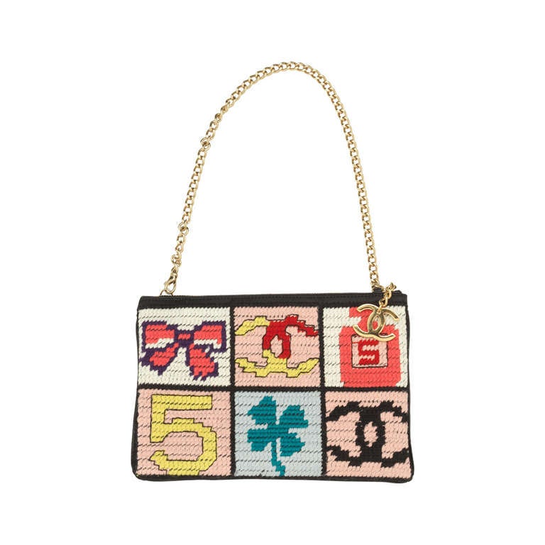 Chanel Gold Leather 'Lucky Charms' Pochette Chanel