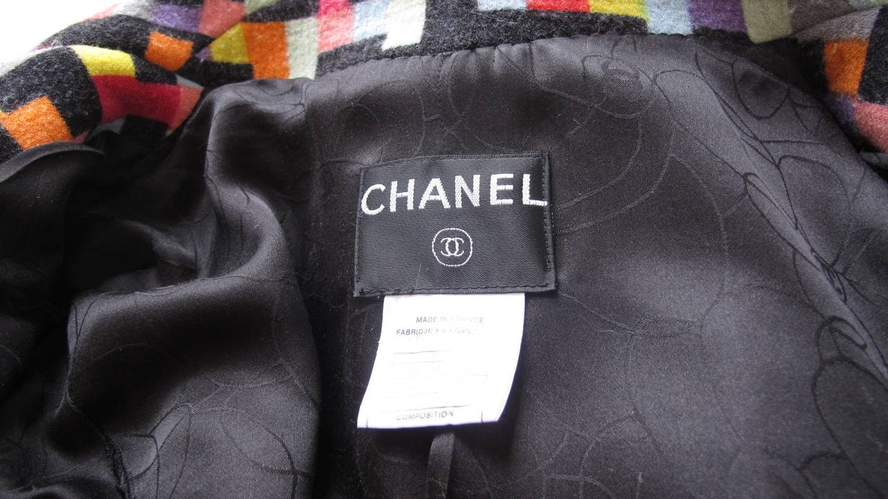 01A Chanel Double-Breasted Geometric Print Jacket Coat 2