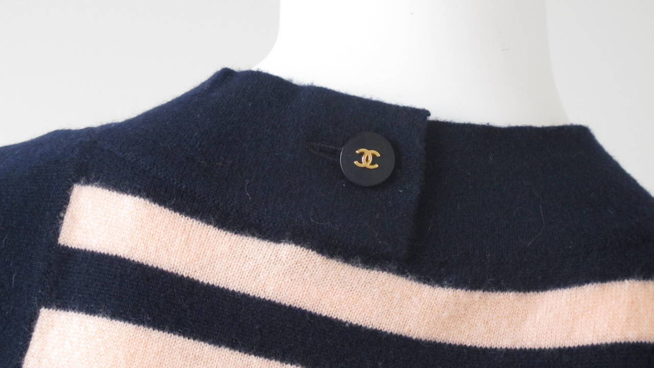 97C Chanel 100% Cashmere Striped Sweater Cardigan Twinset 3