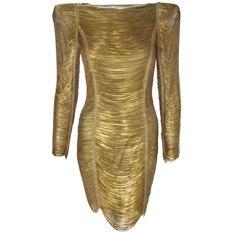 2010 Iconic Balmain Gold Chain Dress at 1stDibs | balmain chain dress, balmain  gold dress, gold balmain dress