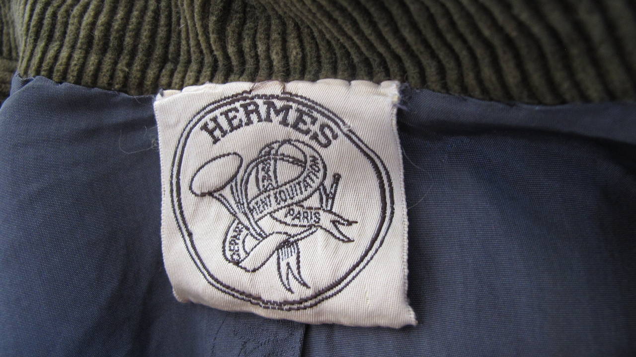 Women's Vintage Hermes Corduroy Jacket w/Leather Trim