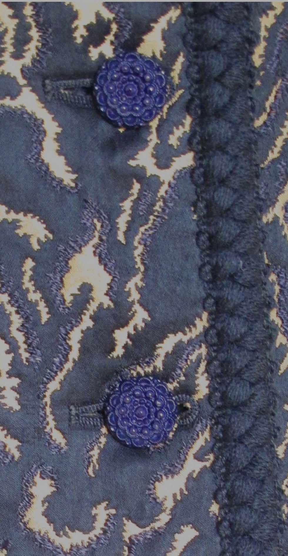Yves Saint Laurent Silk Brocade Printed Evening Jacket w/Braid & Tassel Trim 2