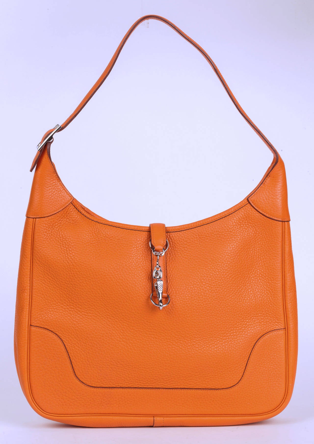 2002 Hermes 35cm Orange H Clemence Leather Trim Bag w/Palladium ...  