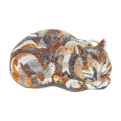 Iconic Judith Leiber Sleeping Cat Jeweled Crystal Minaudière Clutch Bag 9