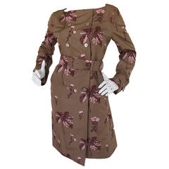 Prada Floral Print 100% Silk Double-Breasted Coat