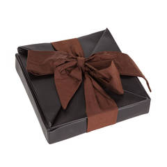 Romeo Gigli Leather "Origami" Box Purse Bag Clutch w/Silk Bow Closure
