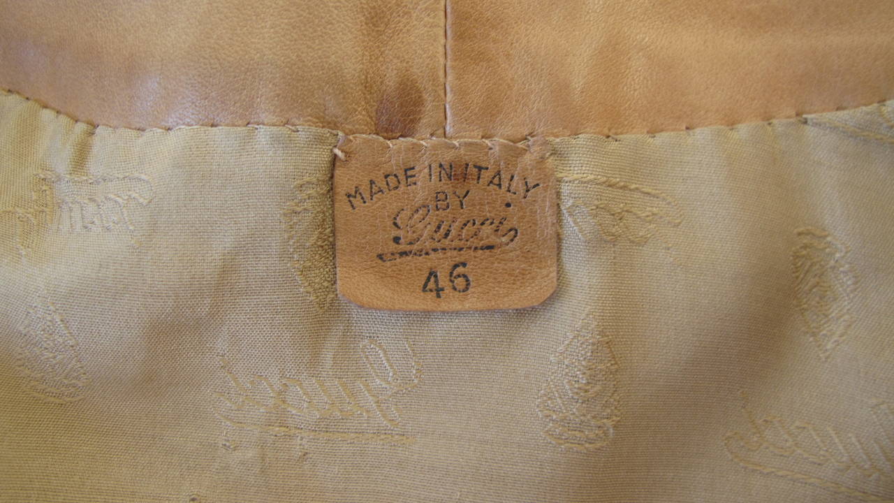 Brown 1970s Gucci Monogrammed Logo Tunic Dress w/Leather Trim