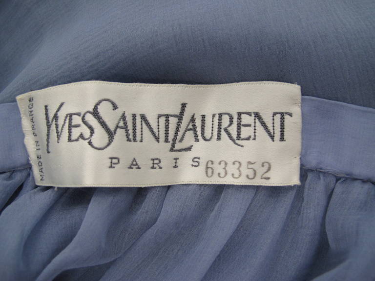 1987 A/H Haute Couture Yves Saint Laurent Chiffon Evening Gown No.63352 In Excellent Condition In Studio City, CA
