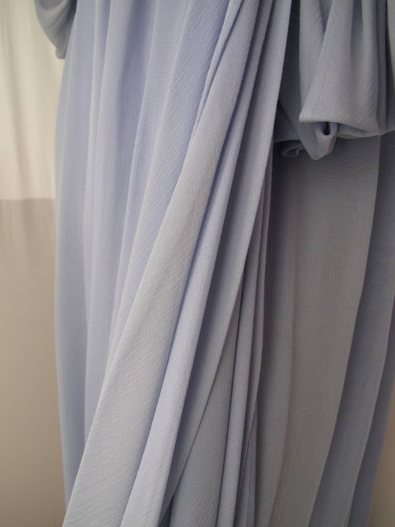 Gray 1987 A/H Haute Couture Yves Saint Laurent Chiffon Evening Gown No.63352