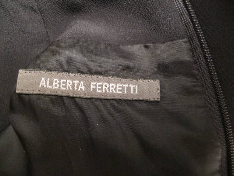 Alberta Ferretti Black Silk Body Hugging Dress W/Beaded Shoulders and ...