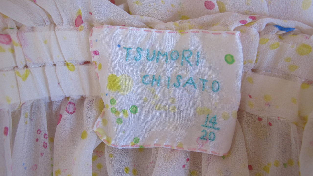 Women's Tsumori Chisato Limited Edition Silk Chiffon Day Dress w/Fantastical Embroidery