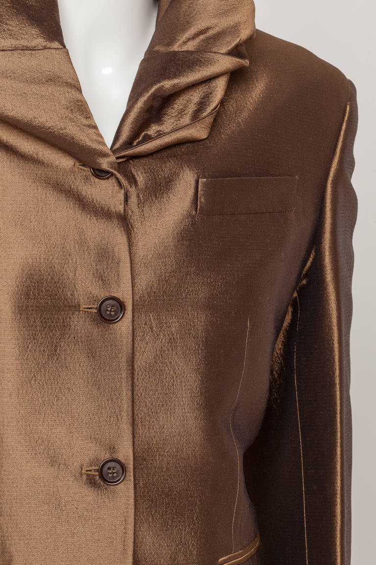Women's Iconic Romeo Gigli Hooded Bronze Jacket circa 1989