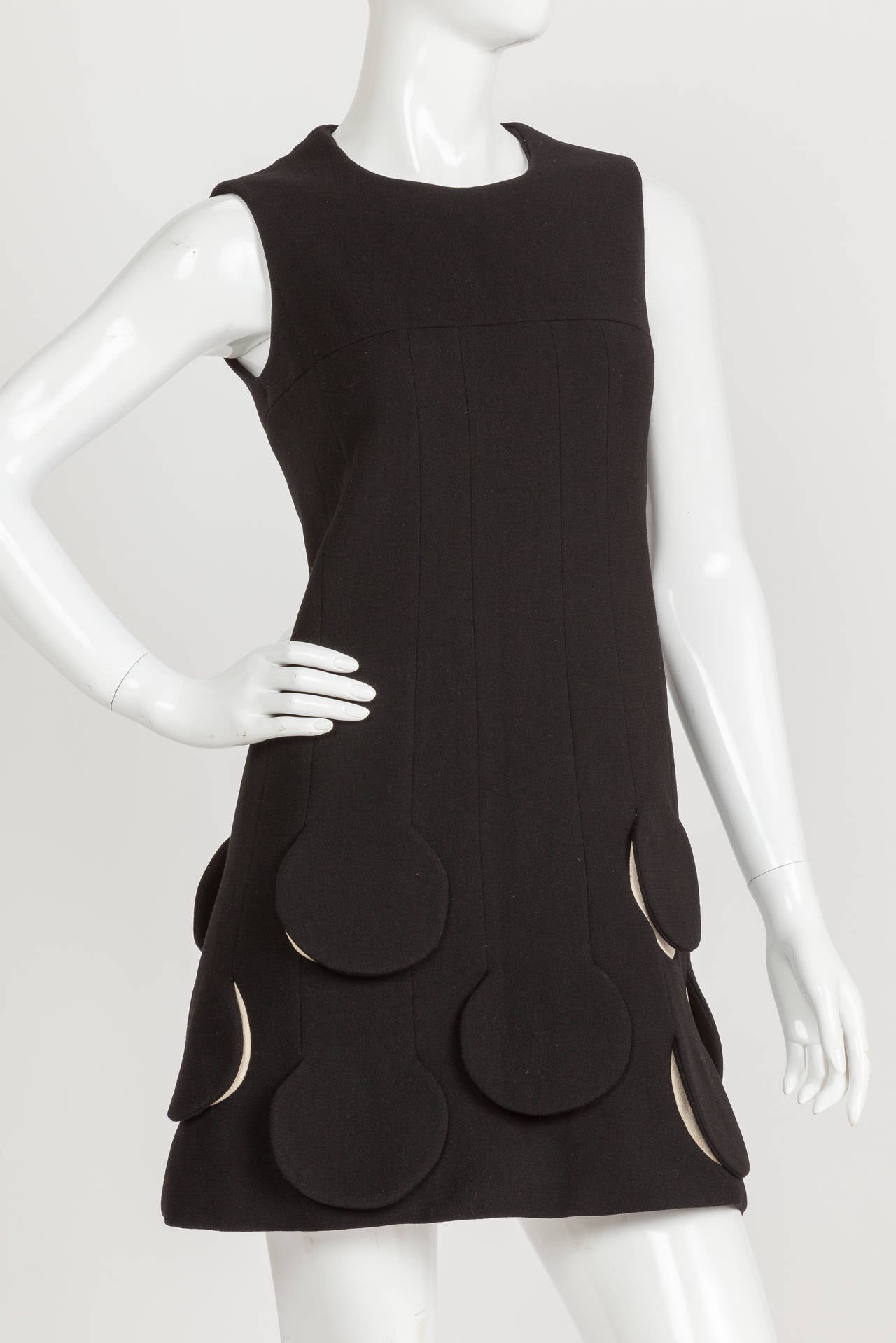 Pierre Cardin Space Age 'Rocket Dress' w/Circle Cutout Flaps at Hem ca.1967  at 1stDibs