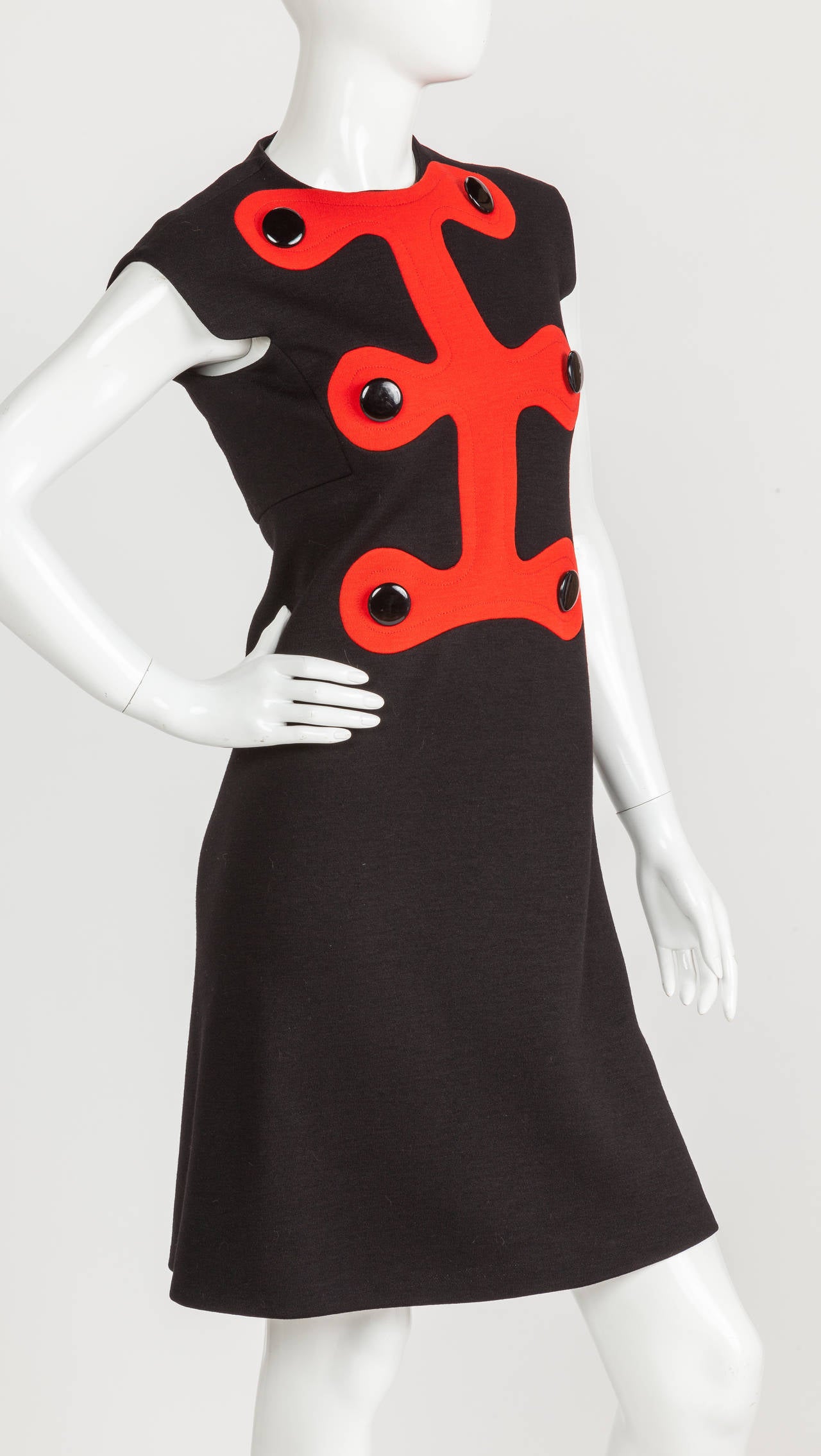 Iconic Pierre Cardin Space Age Mod Day Dress w/Abstract Design Motif Ca ...